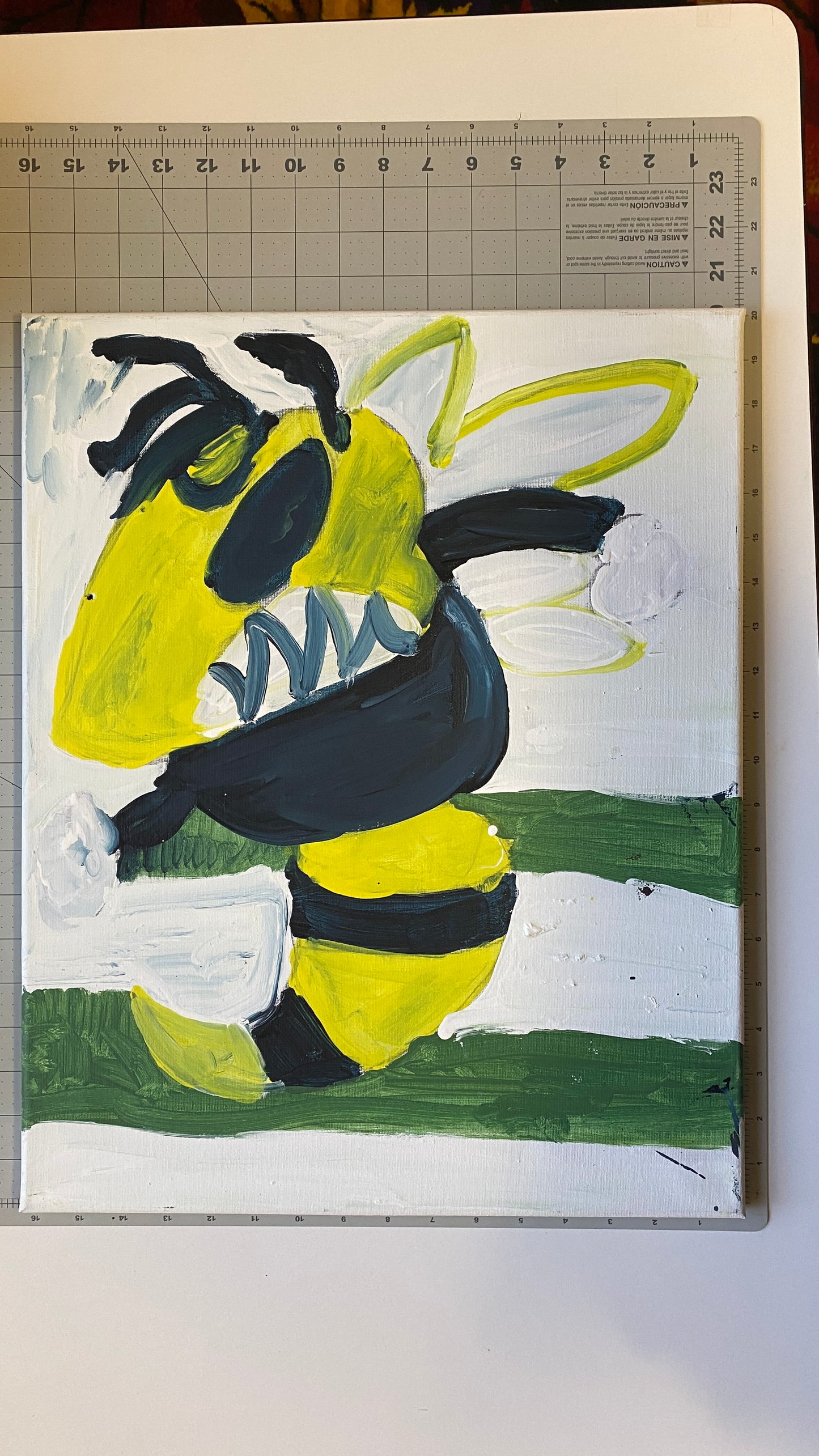 16x20 Acrylic Bee Painting on Stretched Canvas by Emily Knoles – Original Fine Art