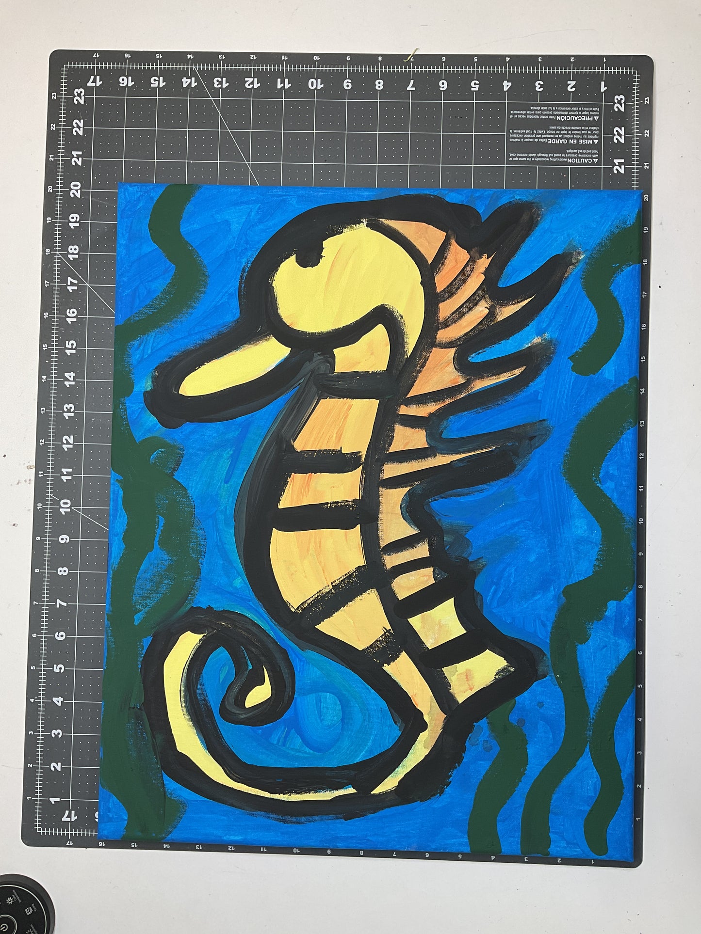 16x20 Acrylic Seahorse Painting on Stretched Canvas by Emily Knoles 4682
