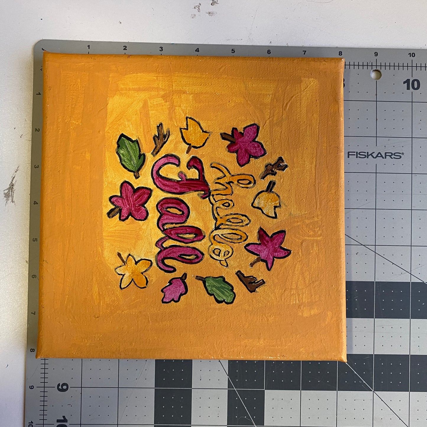 Acrylic Painting on Stretched Canvas Original Fine Art 8-inch x 8-inch Hello Fall by Kourtney Alcantara
