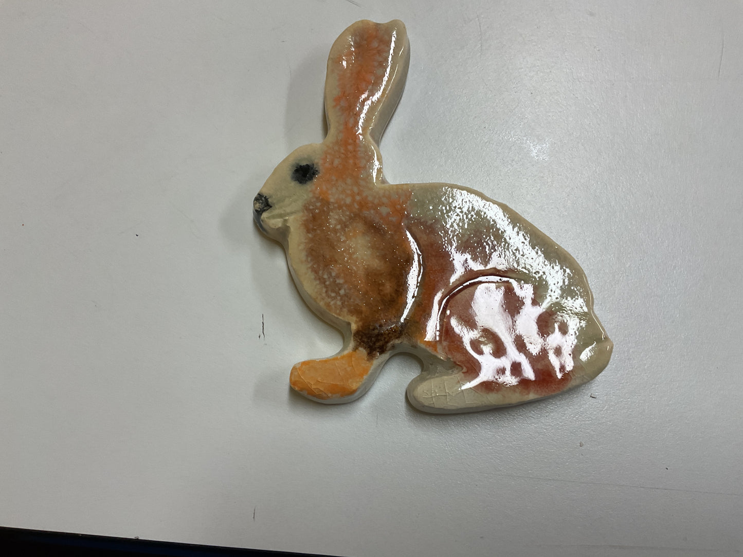 WATCH Resources Art Guild - Ceramic Arts Handmade Clay Crafts 4-inch x 3.5-inch Glazed Rabbit by Alec Lopez and Lisa Uptain