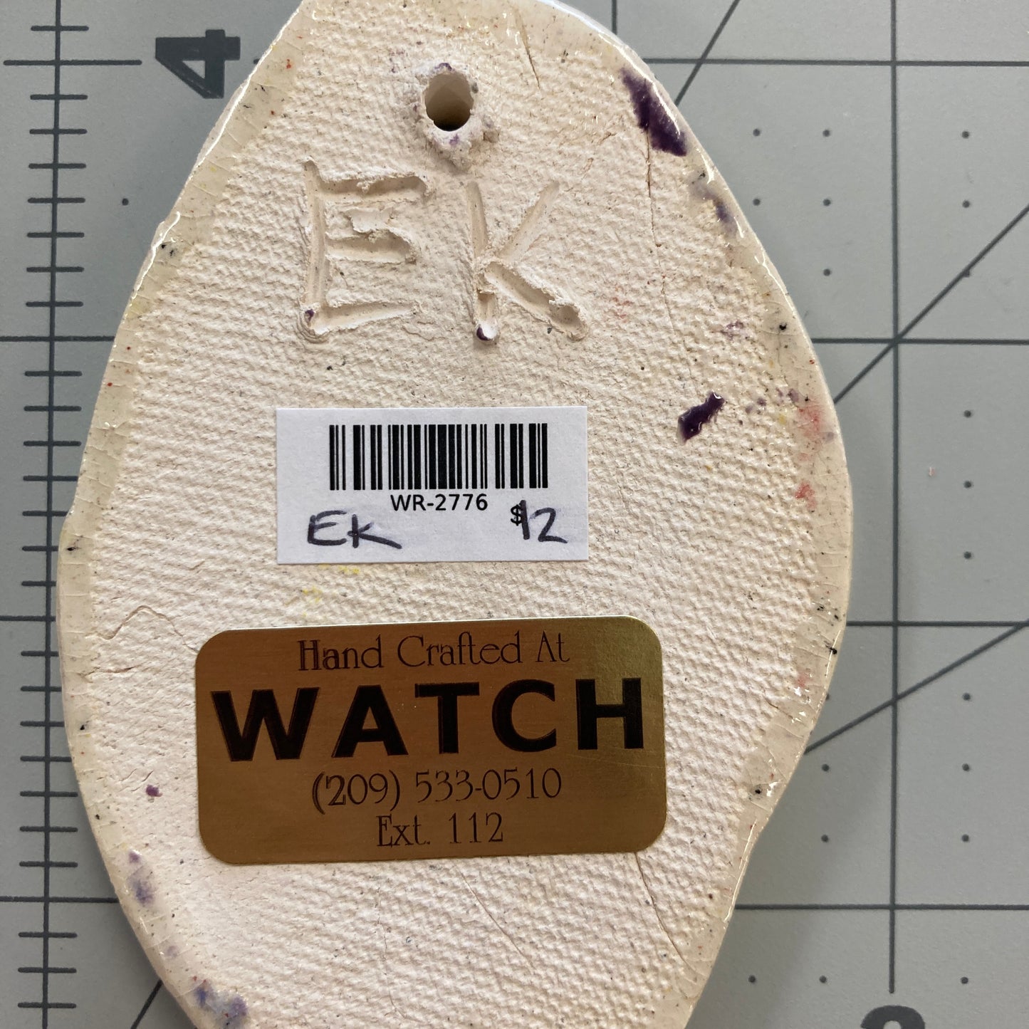 WATCH Resources Art Guild - Ceramic Arts Handmade Clay Crafts 4.5-inch x 2.5-inch Glazed Shell by Emily Knoles