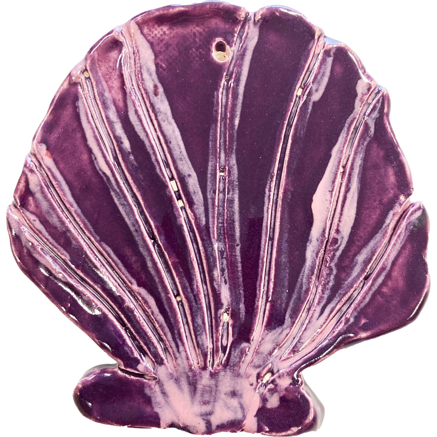 Ceramic Arts Handmade Clay Crafts 4.5-inch x 4.5-inch Glazed Shell by Emily Knoles
