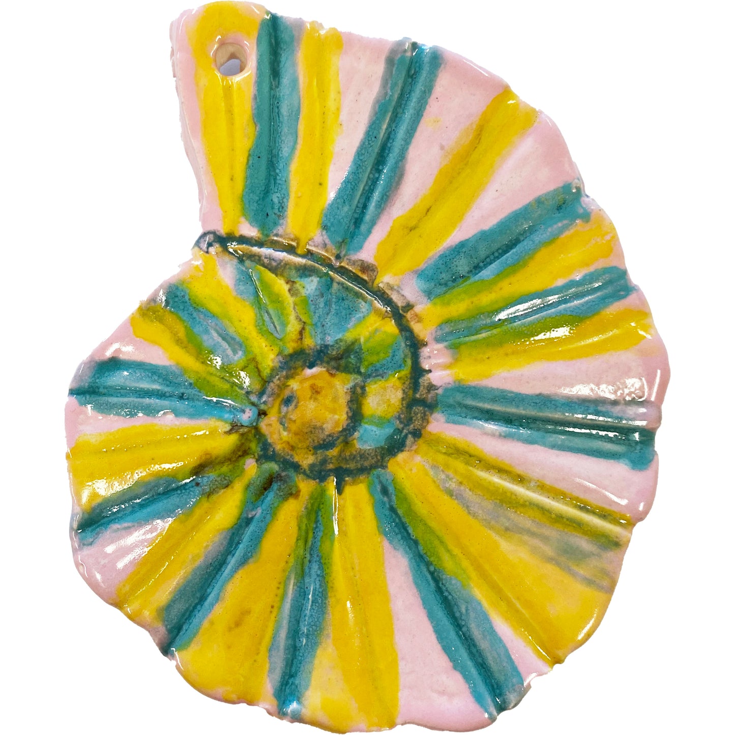 Ceramic Arts Handmade Clay Crafts 5-inch x 4.5-inch Glazed Shell by Cassandra Richardson