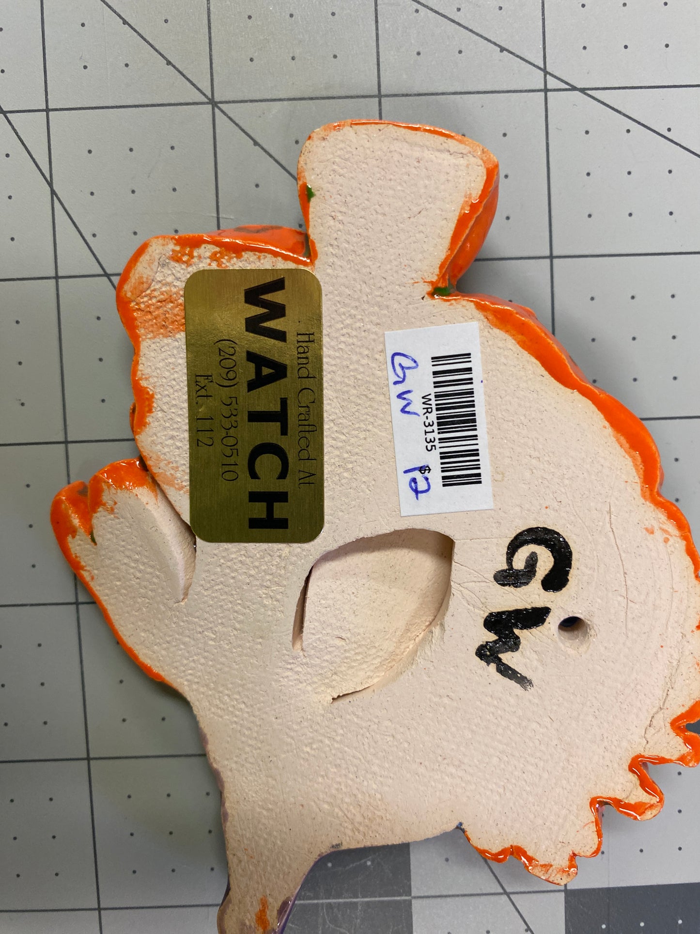 WATCH Resources Art Guild - Ceramic Arts Handmade Clay Crafts 5.5-inch x 4-inch Glazed Fish by Griffin Webb