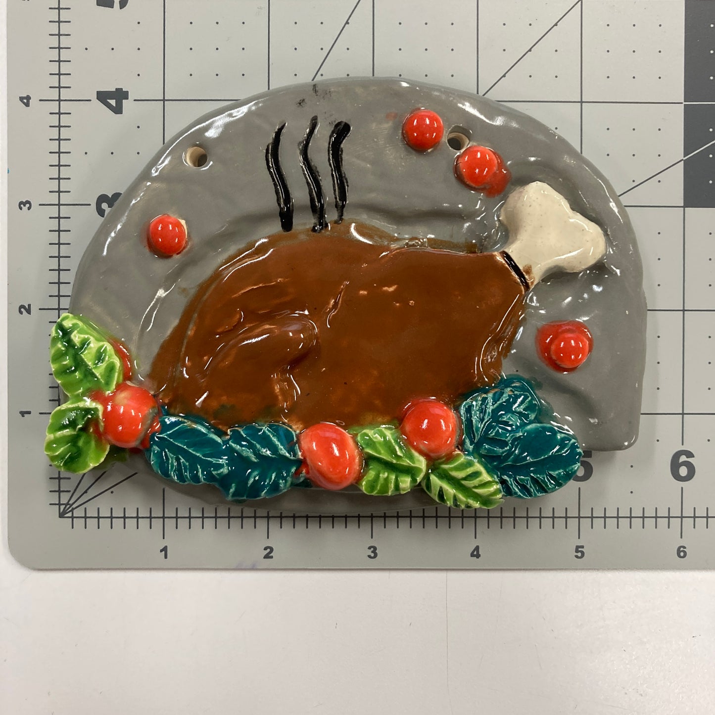 Ceramic Arts Handmade Clay Crafts 5.5-inch x 4-inch Glazed Thanksgiving Turkey made by Lisa Uptain