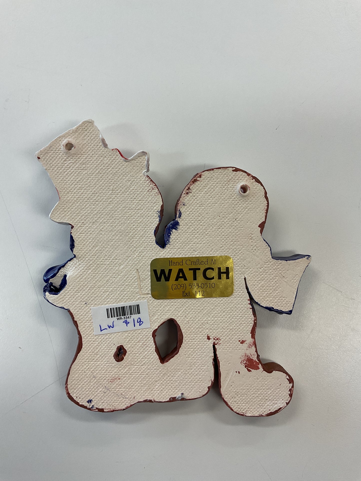 WATCH Resources Art Guild - Ceramic Arts Handmade Clay Crafts 5.5-inch x 5.5-inch Glazed Christmas Gingerbread Couple by Lisa Uptain