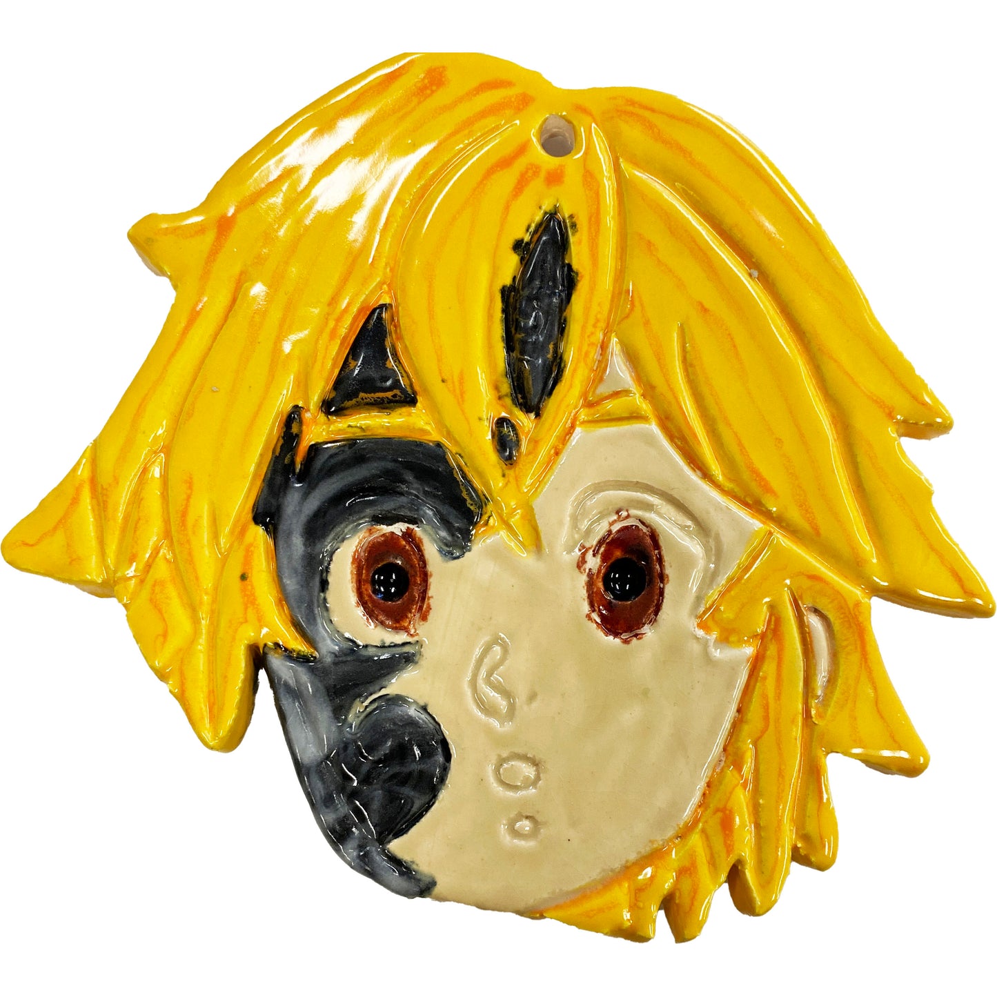 Ceramic Arts Handmade Clay Crafts 6-inch x 5-inch Glazed Boy by Lisa Uptain