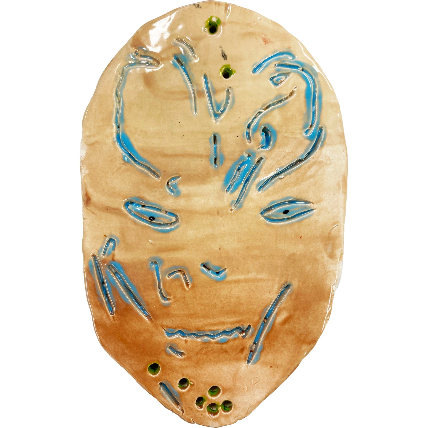 Ceramic Arts Handmade Clay Crafts 7-inch x 4-inch Glazed Face by Robbie Claire and Monty Chu