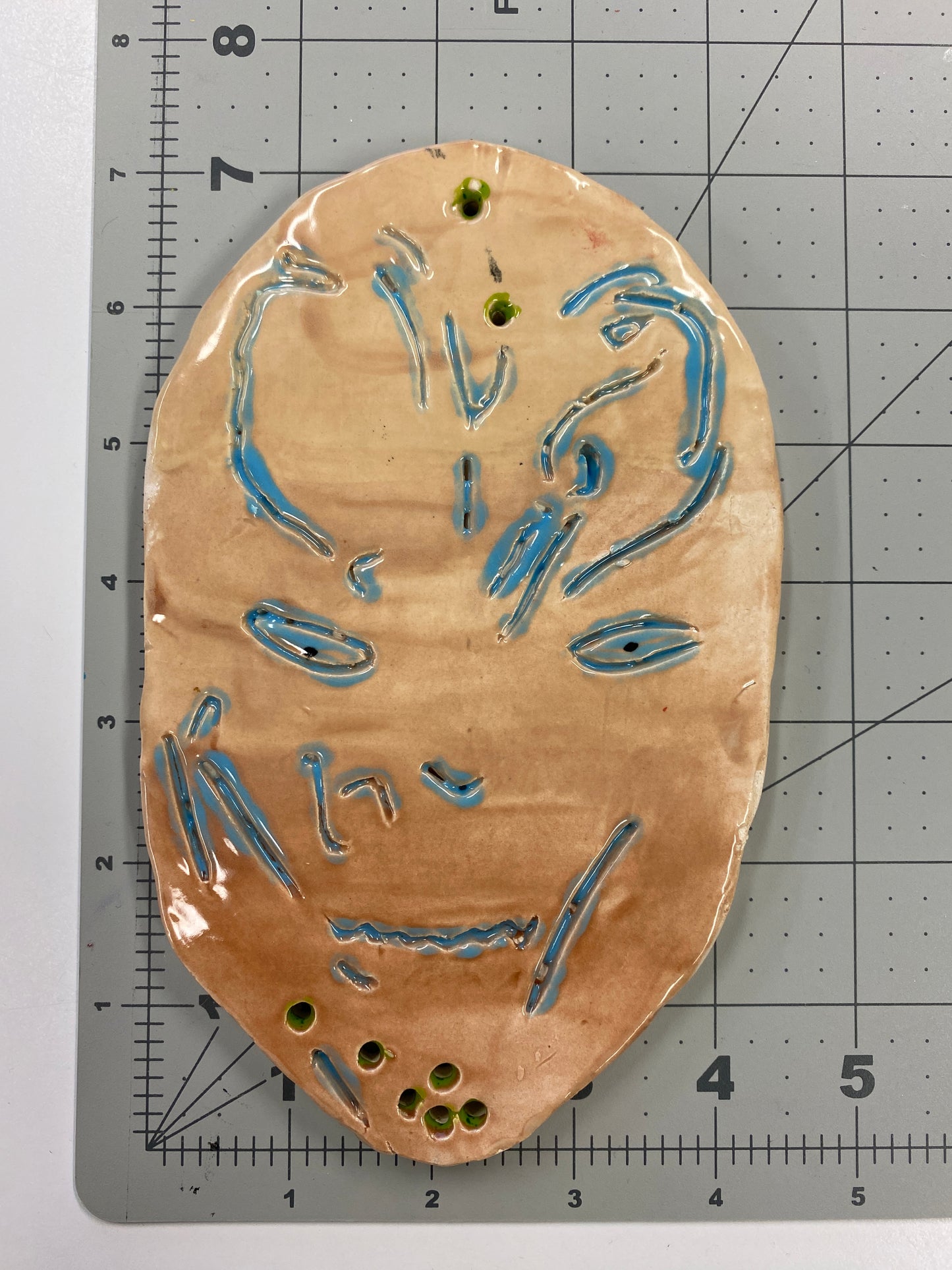 Ceramic Arts Handmade Clay Crafts 7-inch x 4-inch Glazed Face by Robbie Claire and Monty Chu