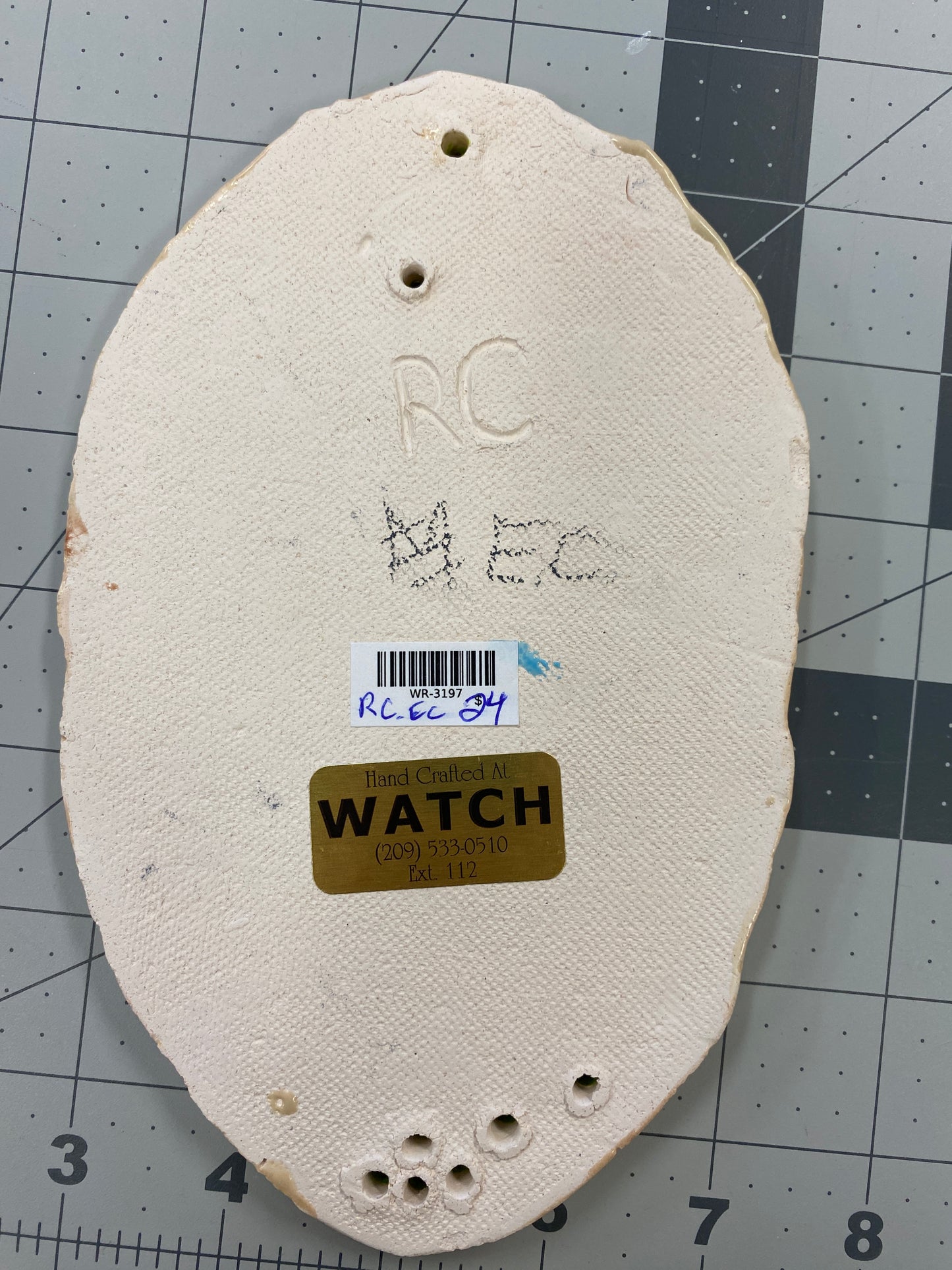 Ceramic Arts Handmade Clay Crafts 7-inch x 4-inch Glazed Face by Robbie Claire and Monty Chu