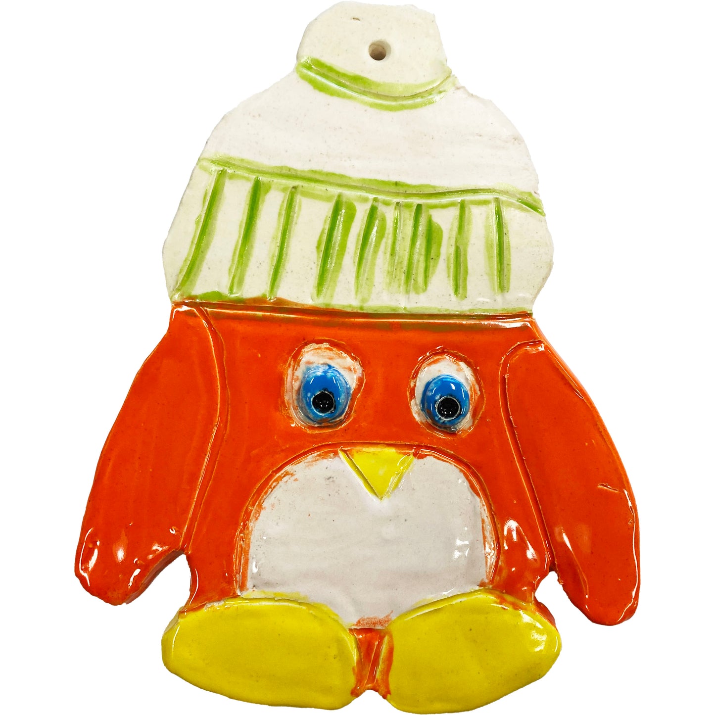 Ceramic Arts Handmade Clay Crafts 7-inch x 5.5-inch Glazed Penguin made by Monty Chu