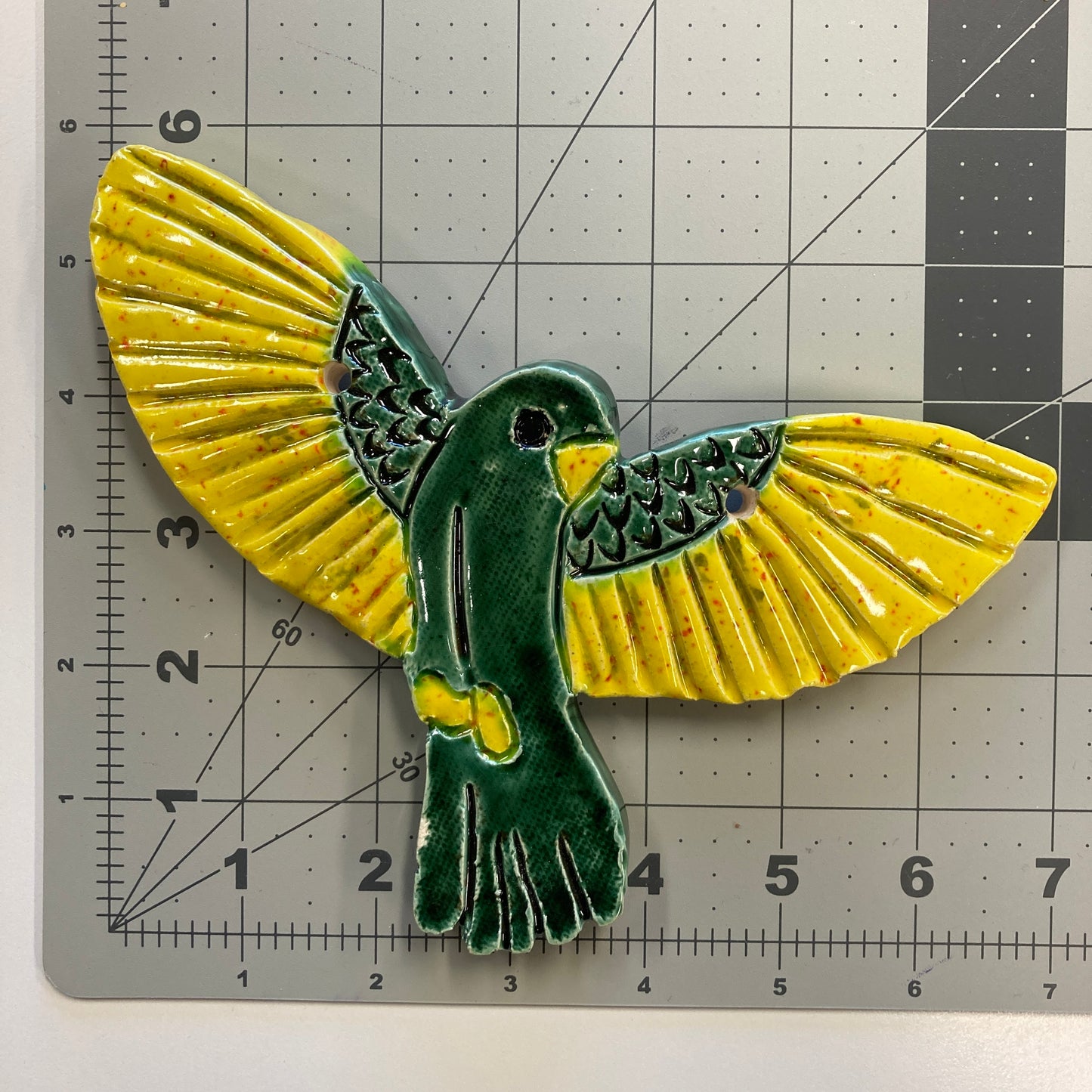Ceramic Arts Handmade Clay Crafts 7-inch x 6-inch Glazed Bird made by Lisa Uptain
