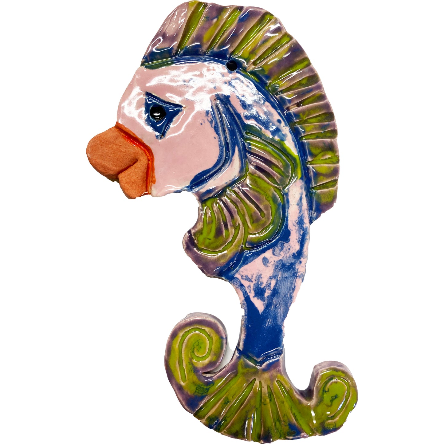 Ceramic Arts Handmade Clay Crafts 8-inch x 4-inch Glazed Fish by Cassandra Richardson and Karissa Archer