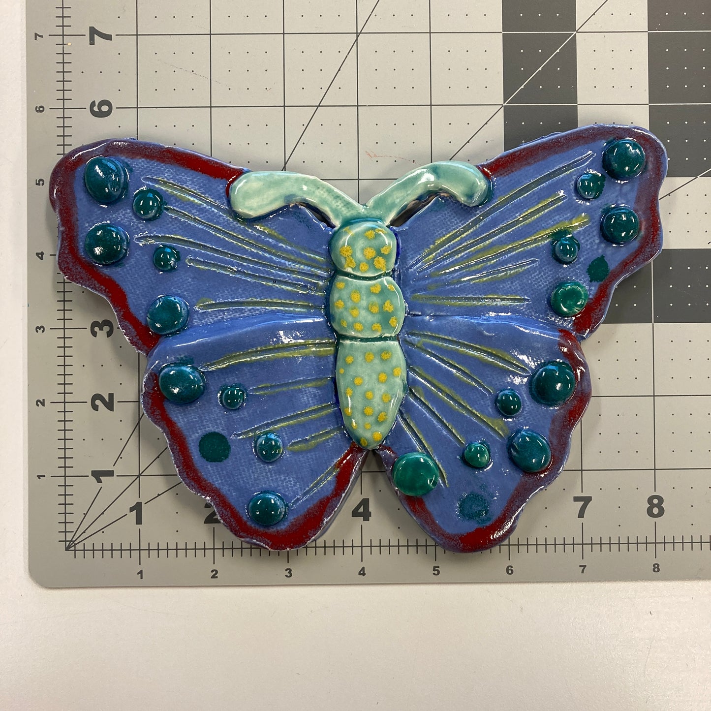 WATCH Resources Art Guild - Ceramic Arts Handmade Clay Crafts 8-inch x 5.5-inch Glazed Butterfly made by Lisa Uptain