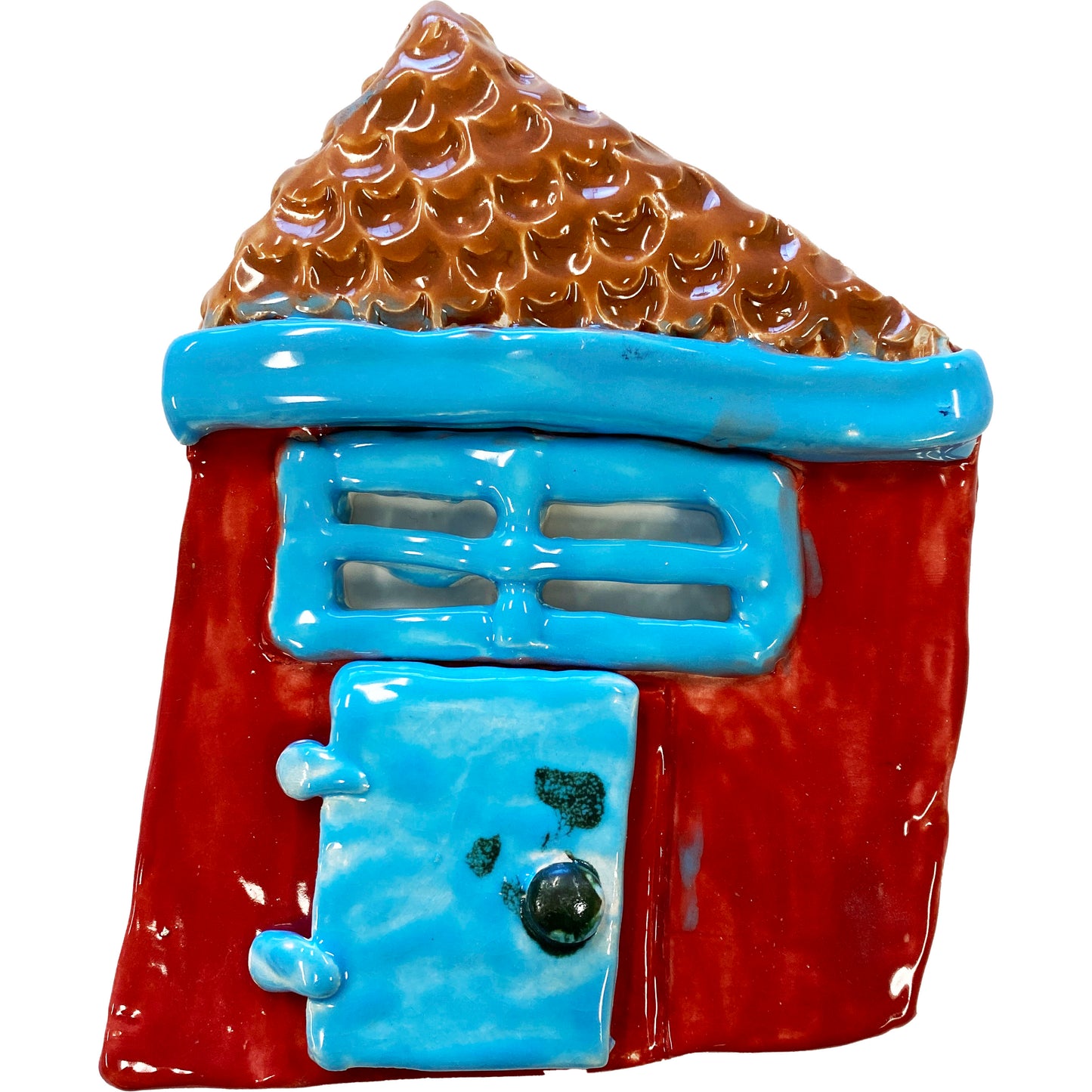 Ceramic Arts Handmade Clay Crafts 8-inch x 6-inch Glazed House by Lisa Uptain