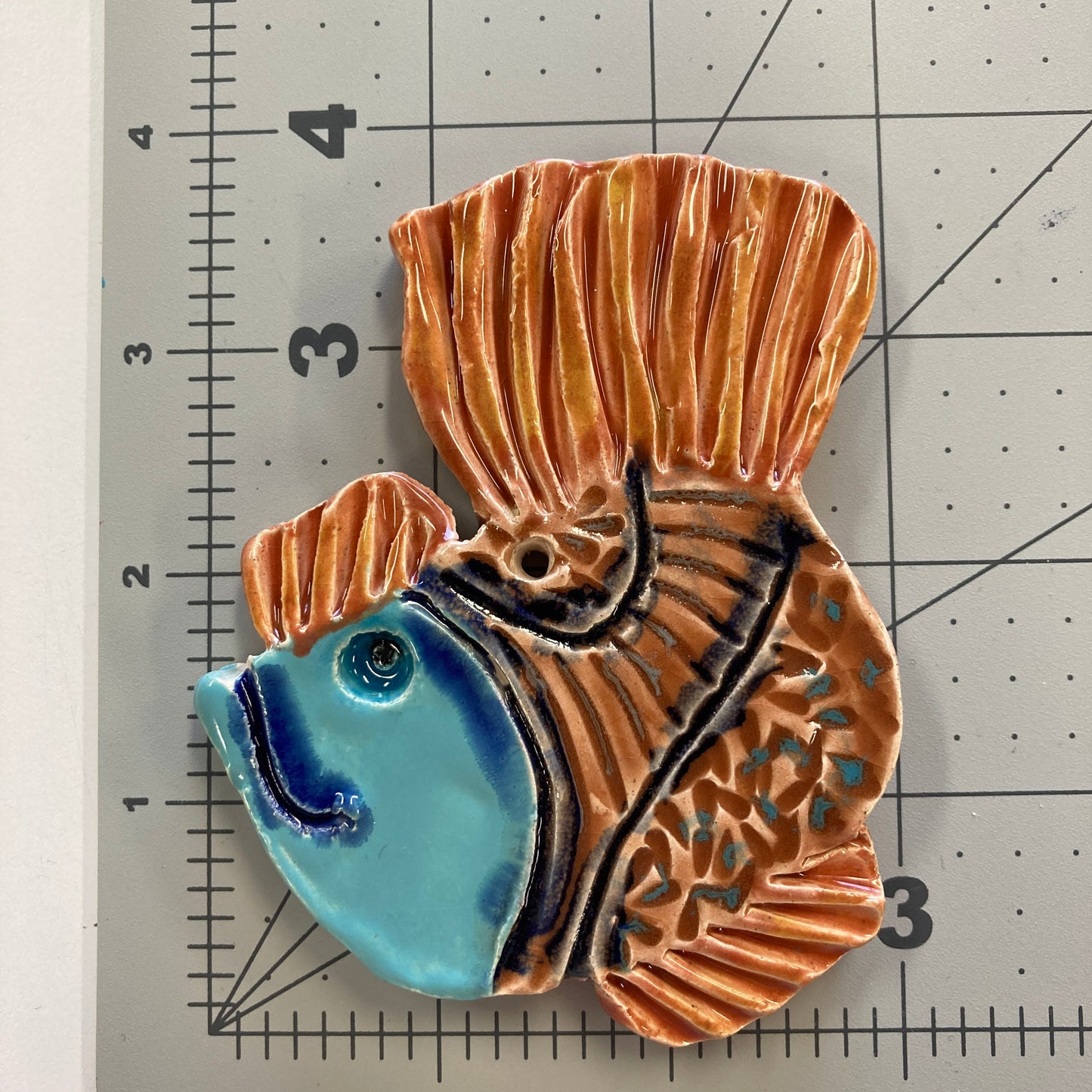 Ceramic Arts Handmade Clay Crafts Fresh Fish 4-inch x 3-inch Glazed