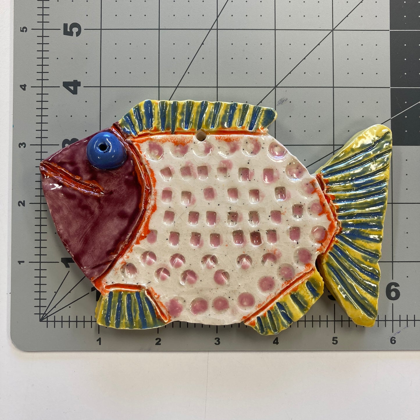 Ceramic Arts Handmade Clay Crafts Fresh Fish 6-inch x 3.5-inch Glazed by Loreen Bartschi