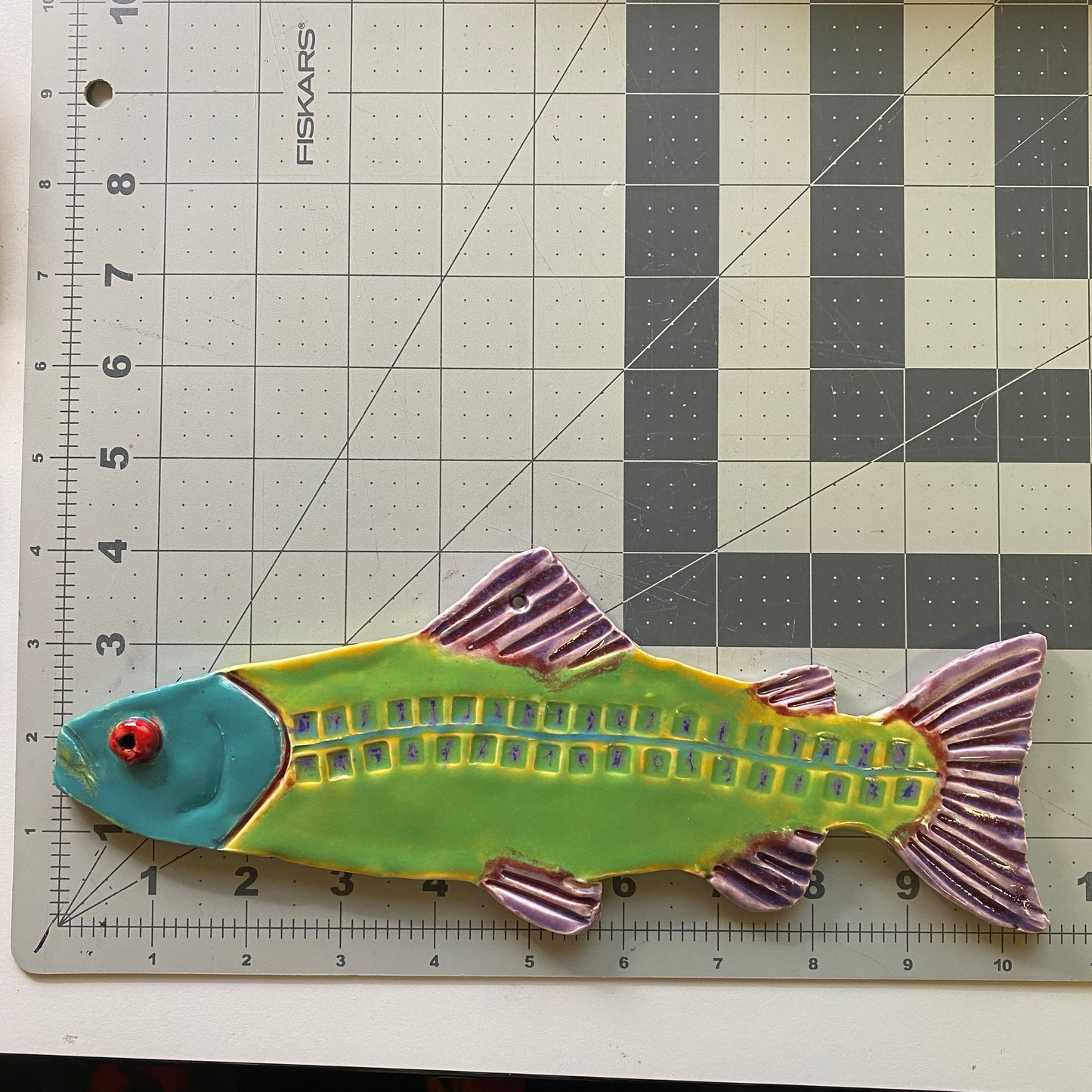 Ceramic Arts Handmade Clay Crafts Fresh Fish Glazed 10.5-inch by 4-inch made by Cassandra Richardson and Daniella Messamore