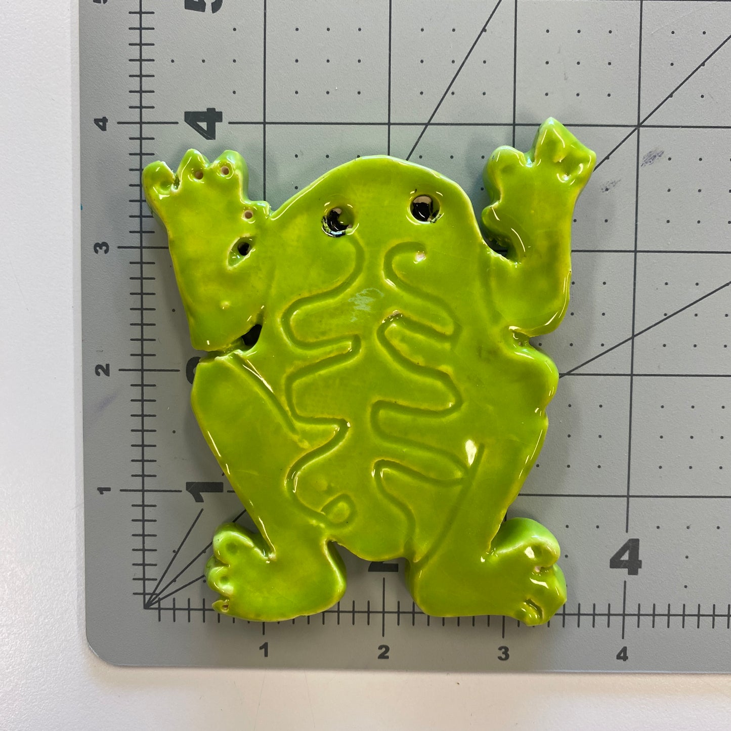 Ceramic Arts Handmade Clay Crafts Fresh Fish Glazed 4-inch x 3.5-inch Frog made by Emily Knoles