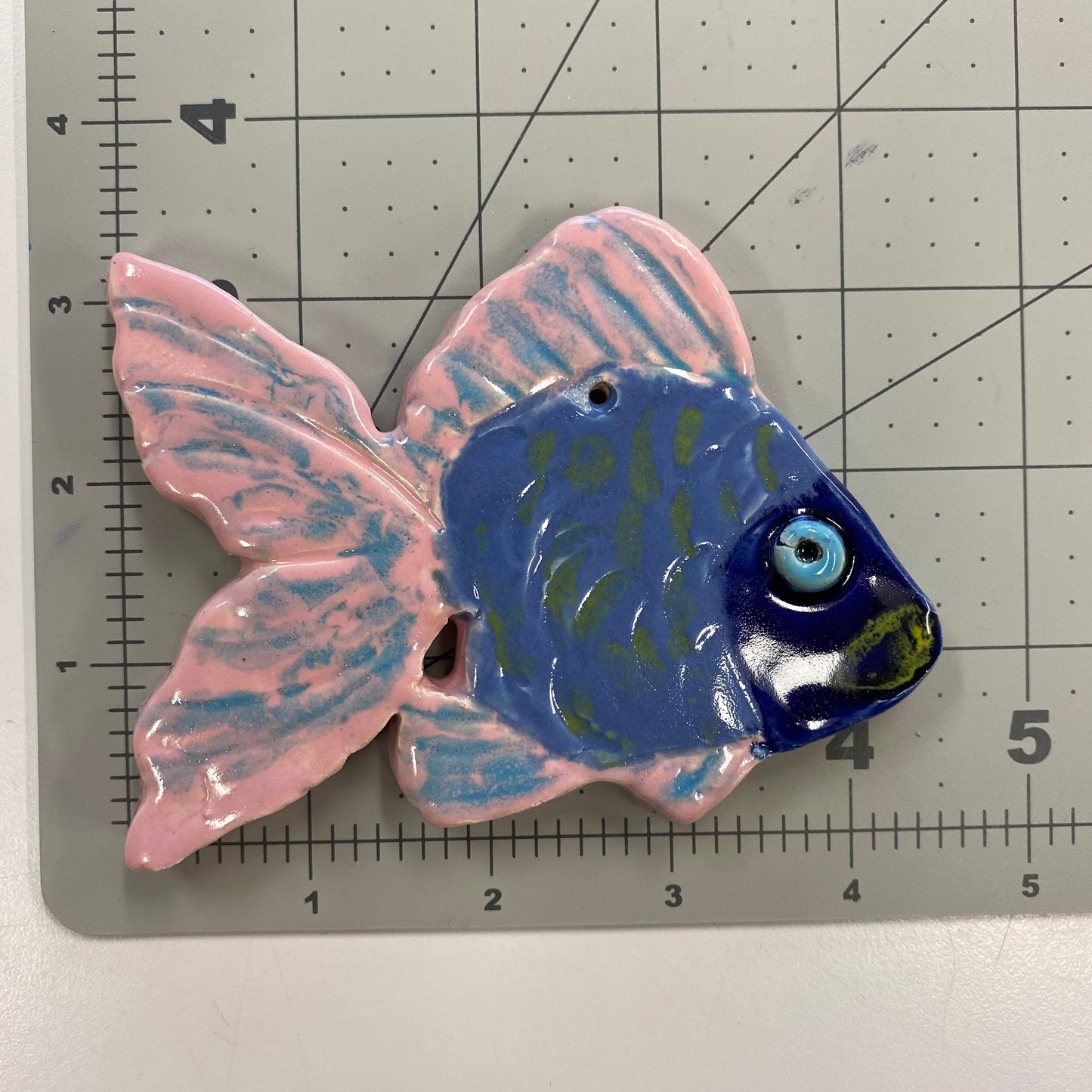 Ceramic Arts Handmade Clay Crafts Fresh Fish Glazed 4.5-inch x 3.5-inch by James Royall