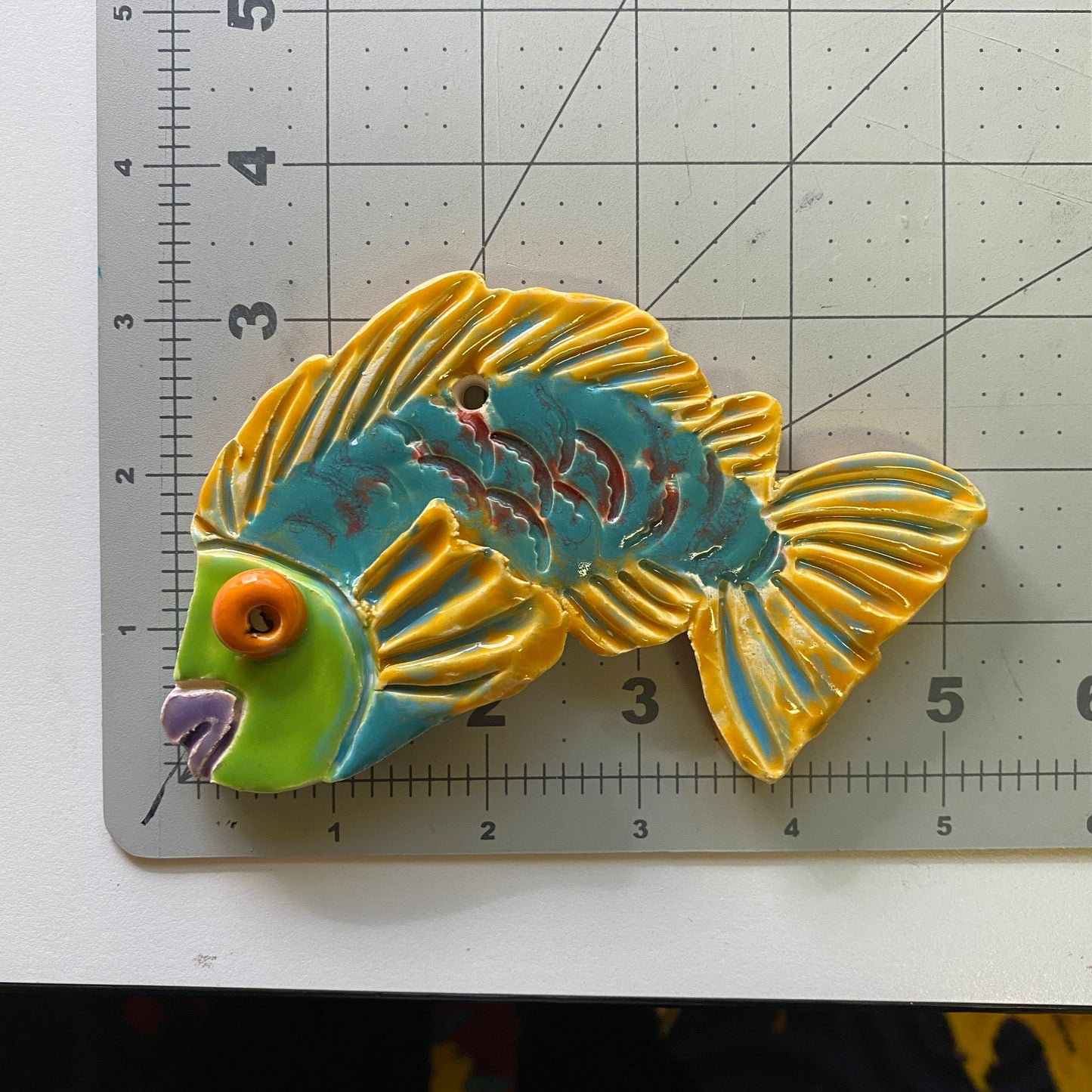 Ceramic Arts Handmade Clay Crafts Fresh Fish Glazed 5-inch by 3-inch made by Ben Levine and Lisa Uptain