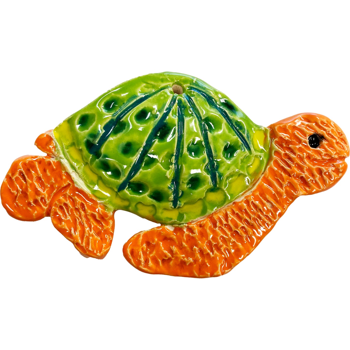 Ceramic Arts Handmade Clay Crafts Fresh Fish Glazed 5-inch x 3.5-inch Turtle by Tami Mills