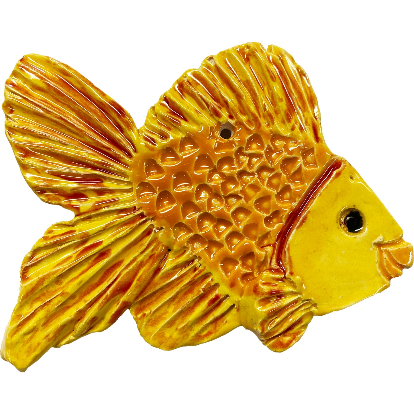 Ceramic Arts Handmade Clay Crafts Fresh Fish Glazed 5-inch x 4-inch by Ben Levine