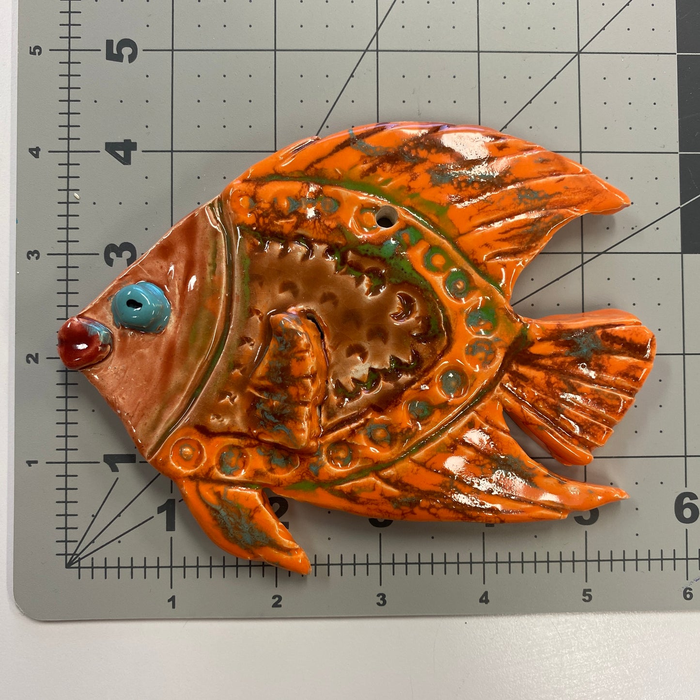 Ceramic Arts Handmade Clay Crafts Fresh Fish Glazed 5.5-inch x 4.5-inch made by Marie Marques