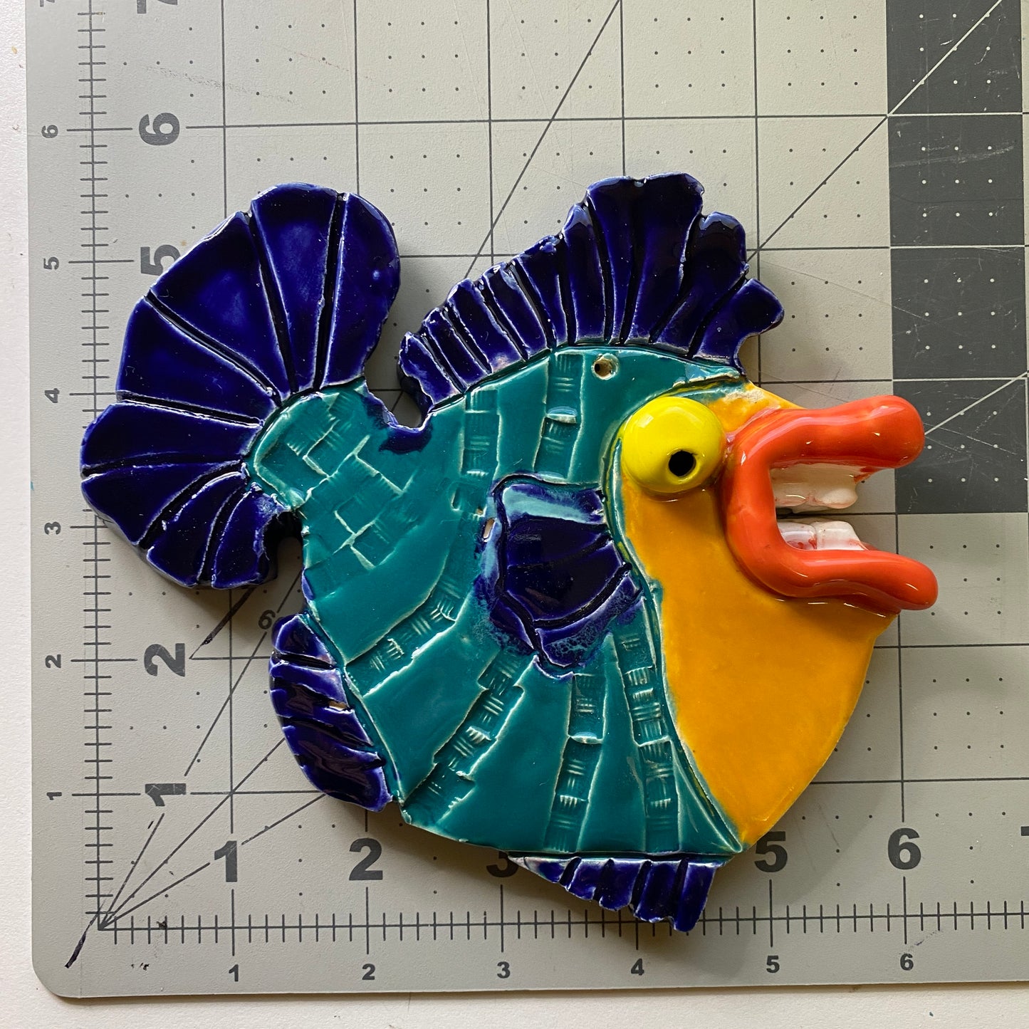 Ceramic Arts Handmade Clay Crafts Fresh Fish Glazed 6-inch by 5.5-inch made by Audrey Love