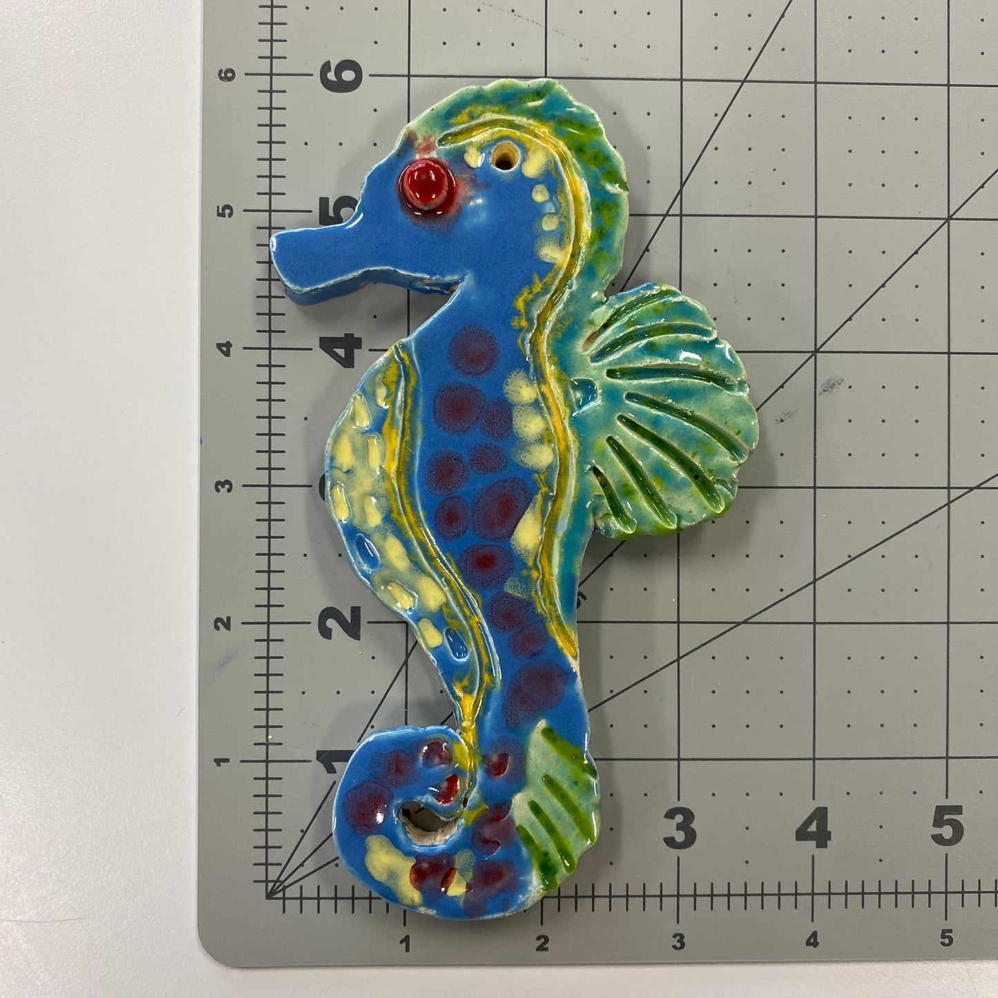 Ceramic Arts Handmade Clay Crafts Fresh Fish Glazed 6-inch x 3.5-inch Seahorse by Anonymous