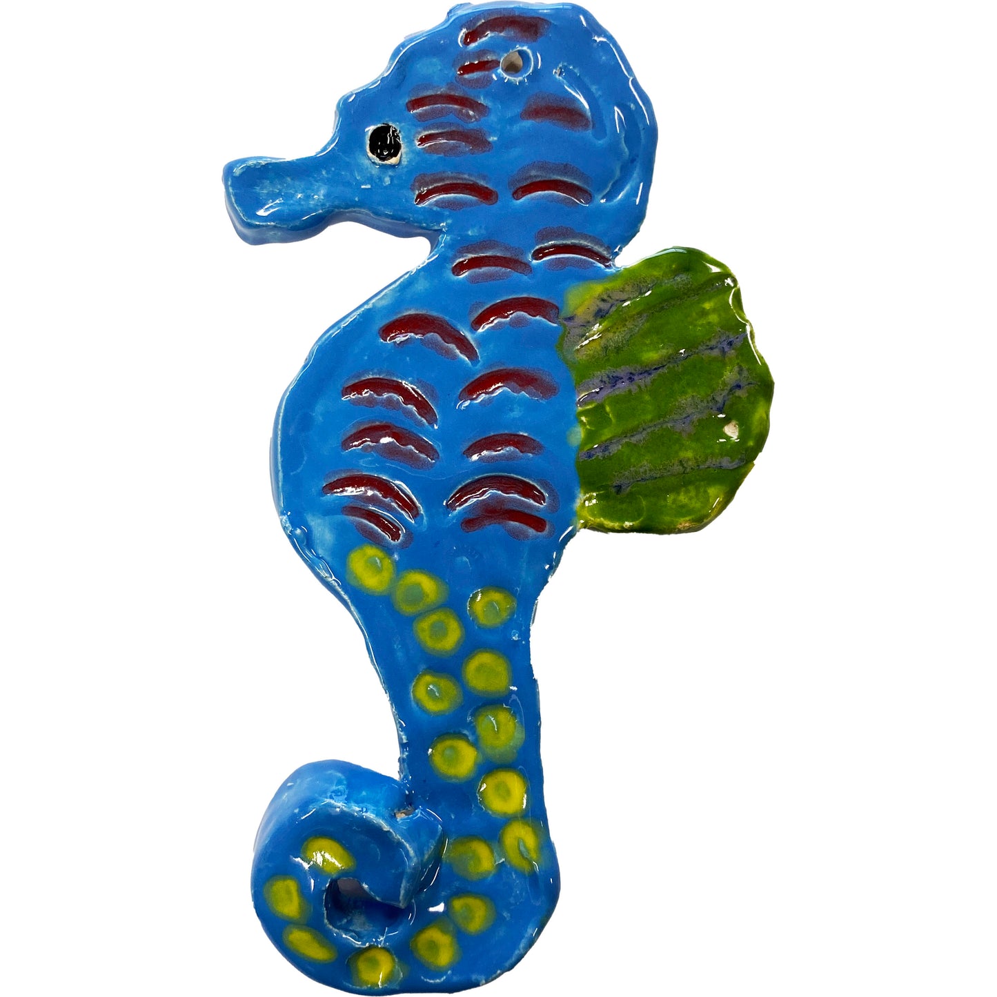 Ceramic Arts Handmade Clay Crafts Fresh Fish Glazed 6-inch x 3.5-inch Seahorse by Tami Mills