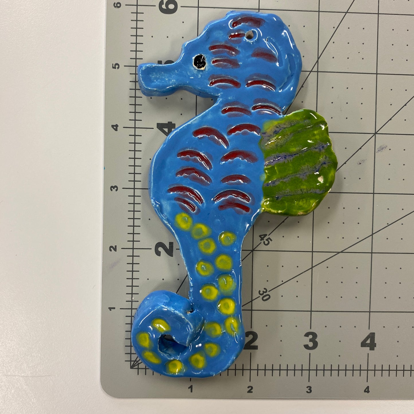 Ceramic Arts Handmade Clay Crafts Fresh Fish Glazed 6-inch x 3.5-inch Seahorse by Tami Mills