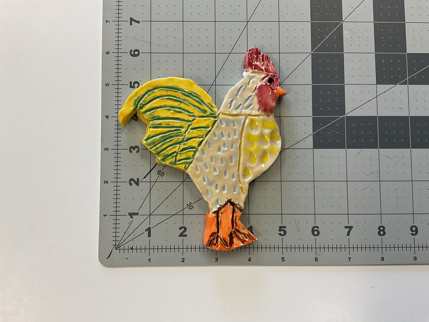 Ceramic Arts Handmade Clay Crafts Glazed 6-inch x 5-inch Chicken made by Loreen Bartschi