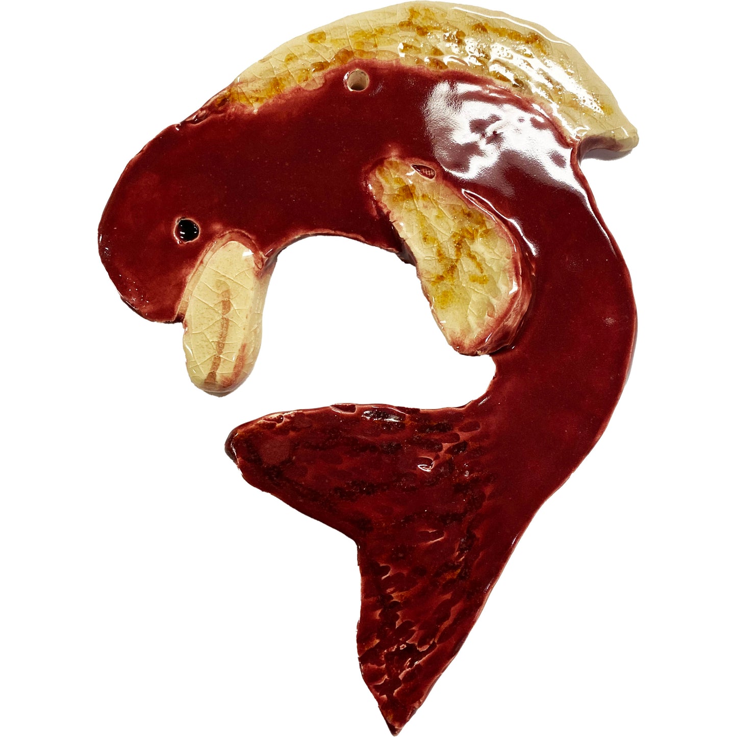 Ceramic Arts Handmade Clay Crafts Fresh Fish Glazed 6-inch x 5-inch Dolphin by David Sullivan