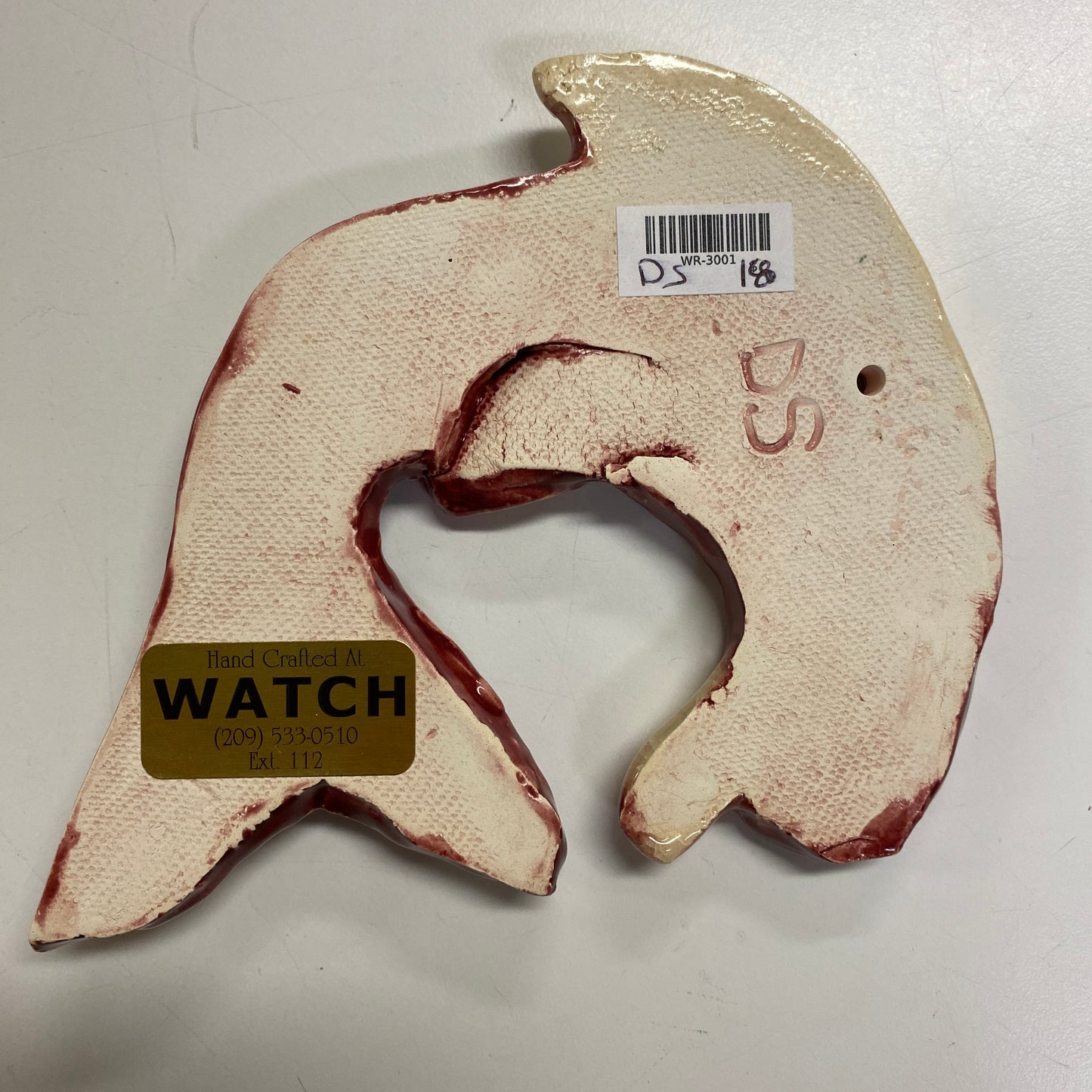 WATCH Resources Art Guild - Ceramic Arts Handmade Clay Crafts Fresh Fish Glazed 6-inch x 5-inch Dolphin by David Sullivan