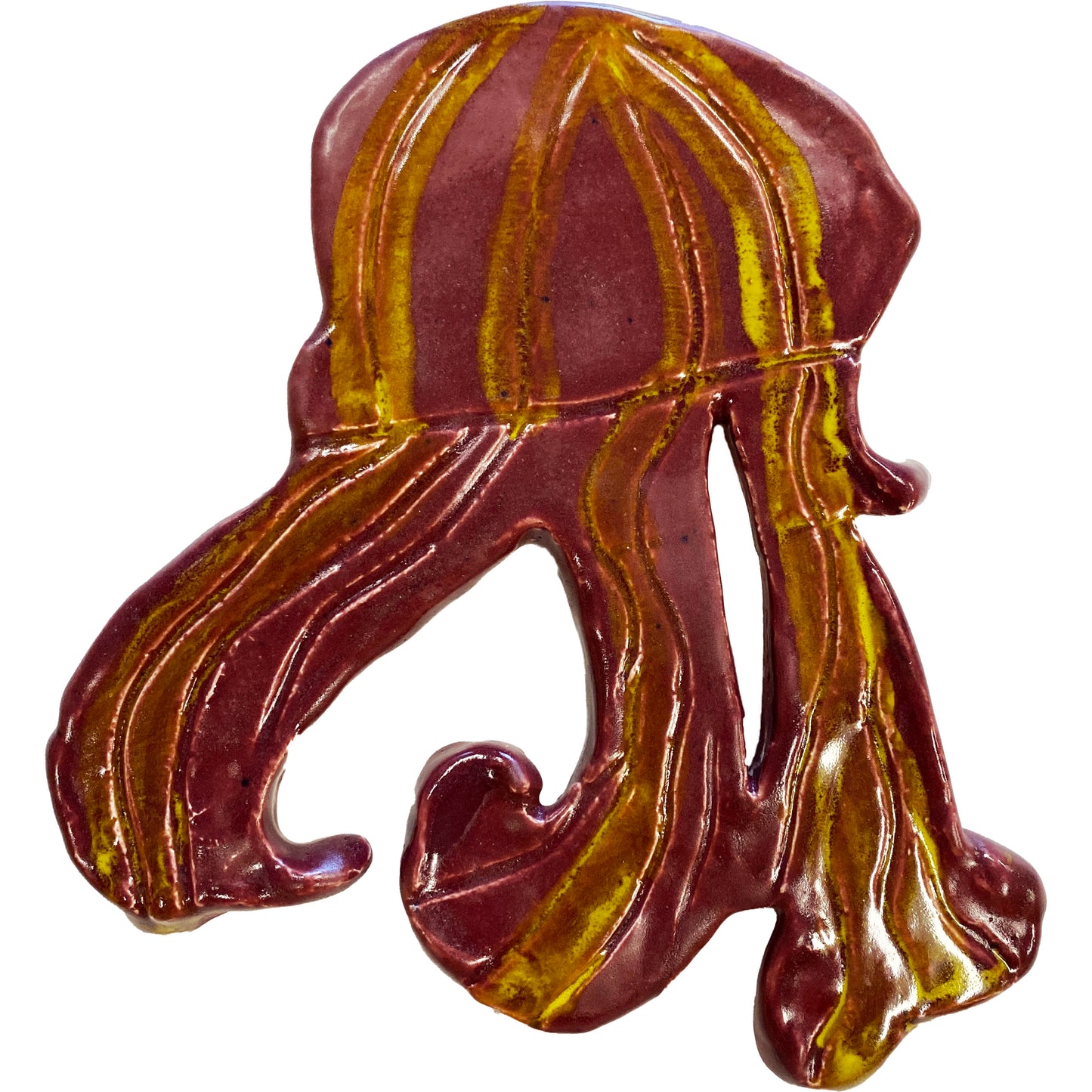 Ceramic Arts Handmade Clay Crafts Fresh Fish Glazed 6-inch x 5.5-inch Octopus