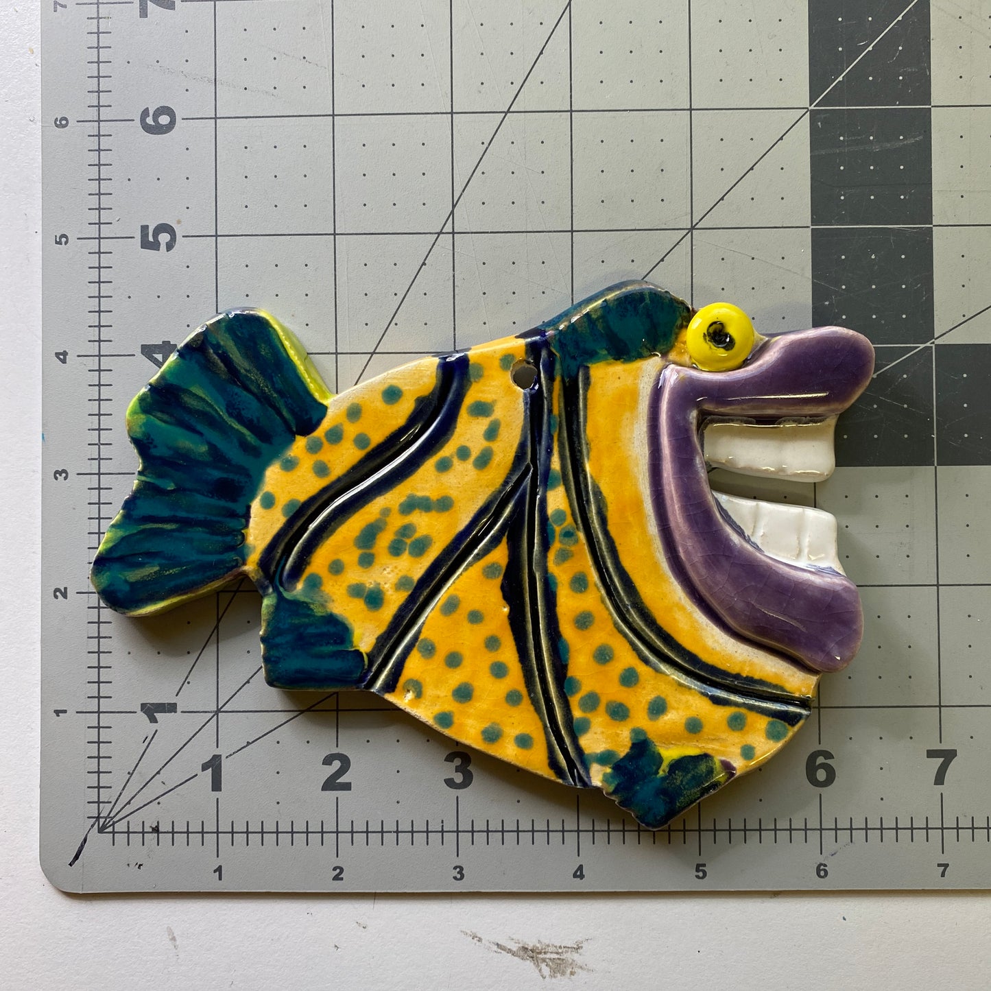 Ceramic Arts Handmade Clay Crafts Fresh Fish Glazed 6.5-inch by 4.5-inch made by Lisa Uptain and Patty Farley