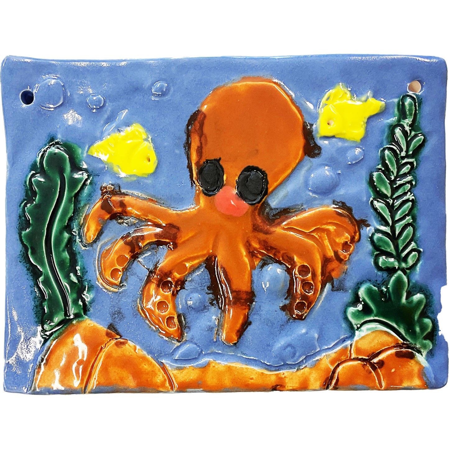 Ceramic Arts Handmade Clay Crafts Fresh Fish Glazed 6.5-inch x 5-inch Octopus made by Janice Stephens and Lisa Uptain