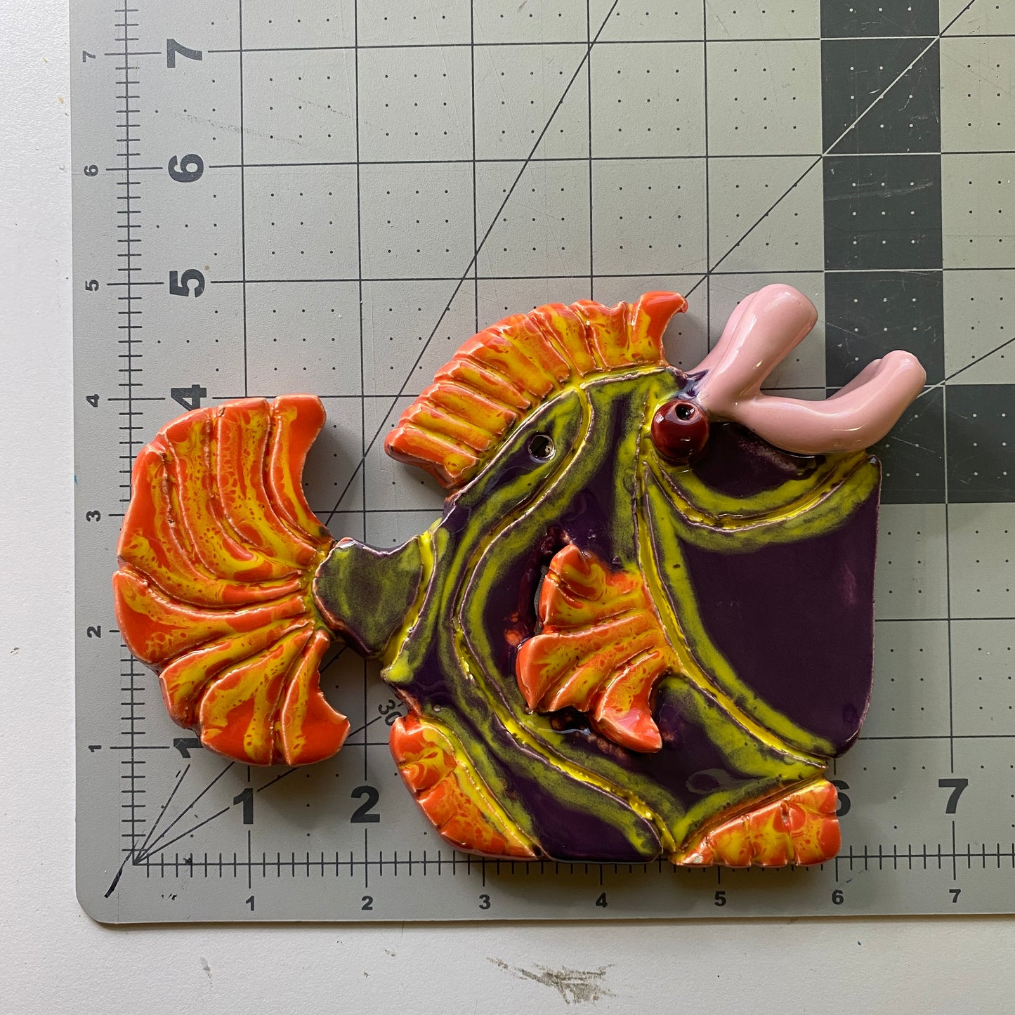 Ceramic Arts Handmade Clay Crafts Fresh Fish Glazed 7-inch by 5-inch made by Janice Stephens