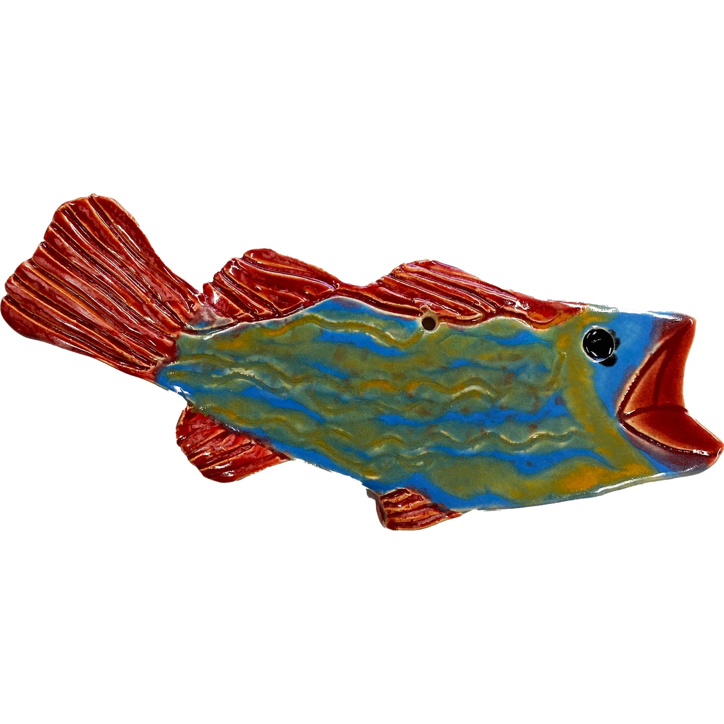 Ceramic Arts Handmade Clay Crafts Fresh Fish Glazed 7-inch x 3.5-inch by Haley Swank