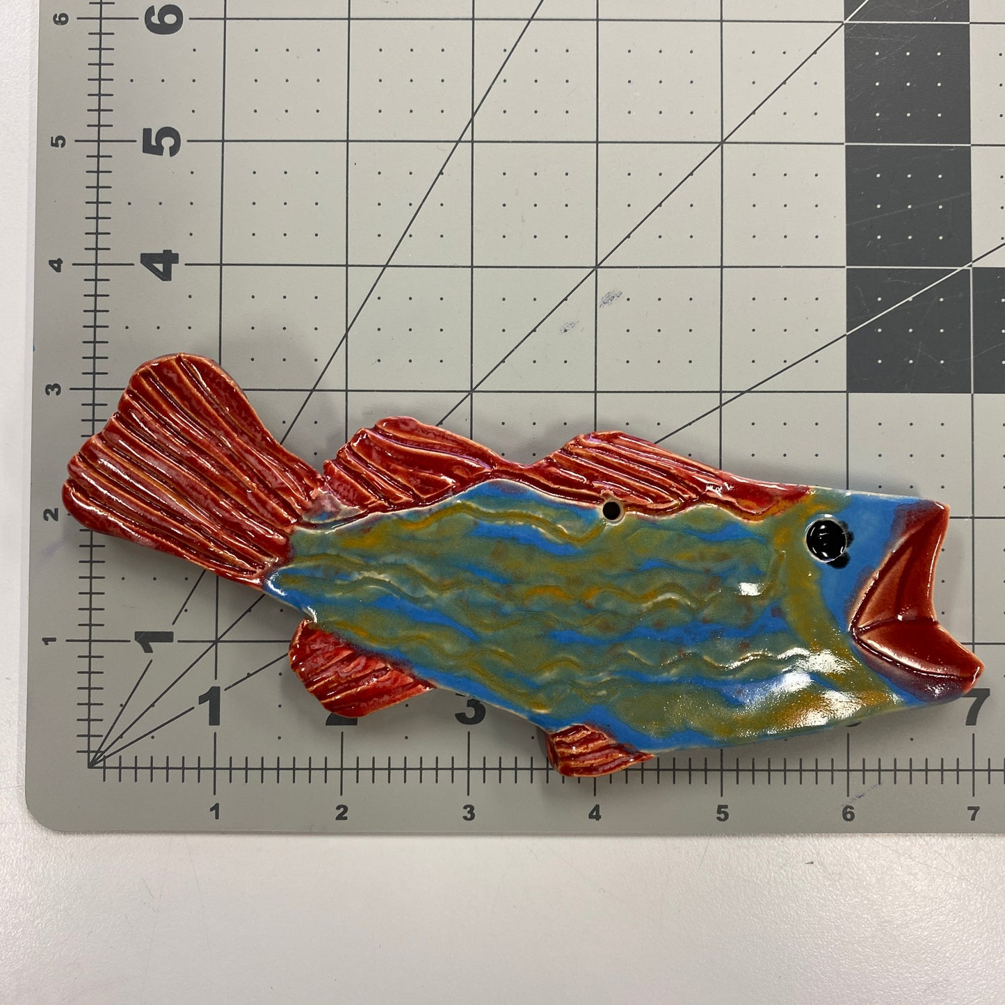 Ceramic Arts Handmade Clay Crafts Fresh Fish Glazed 7-inch x 3.5-inch by Haley Swank