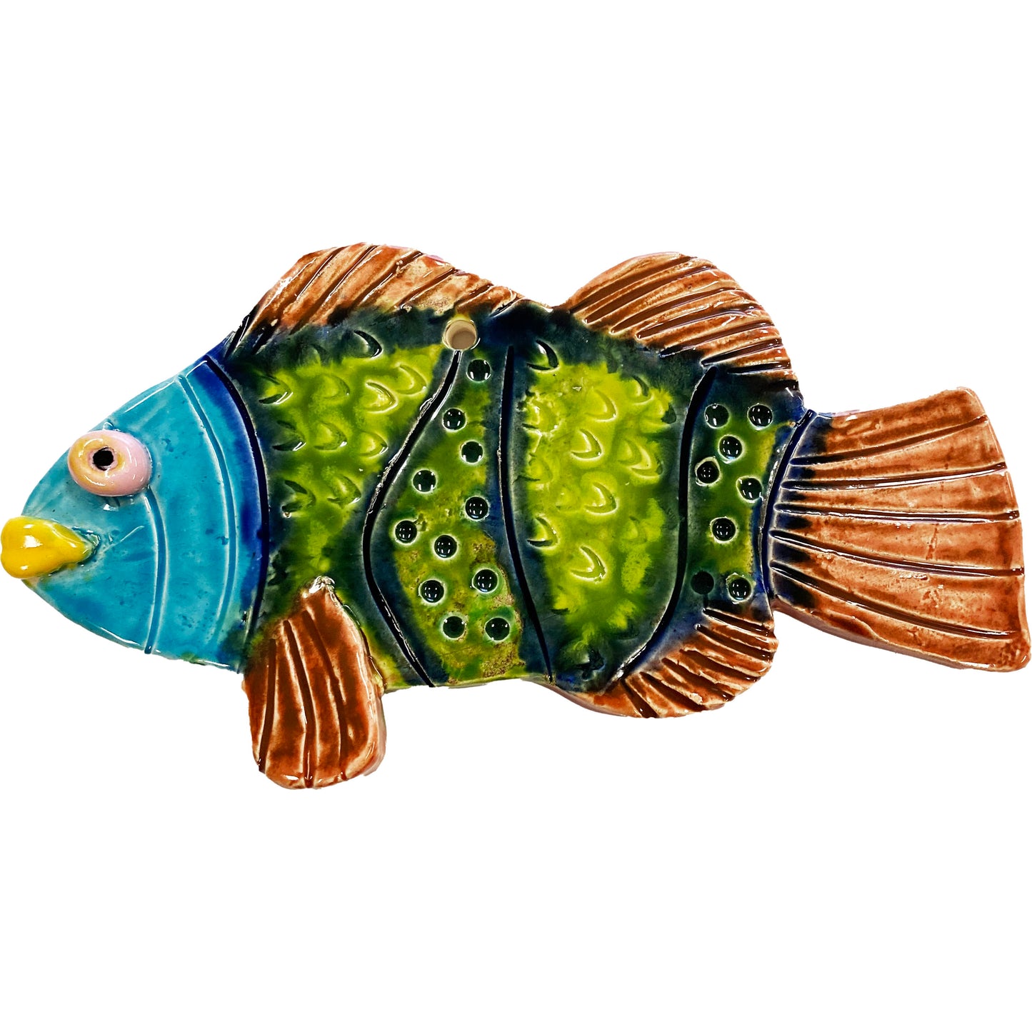 Ceramic Arts Handmade Clay Crafts Fresh Fish Glazed 7-inch x 4-inch