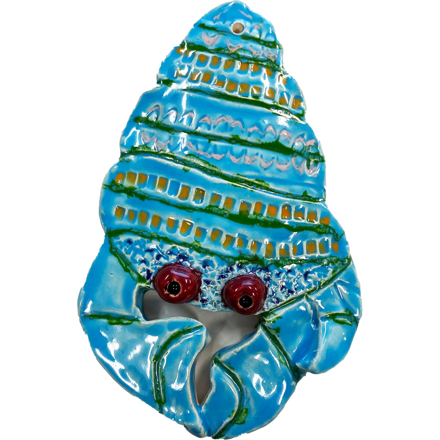 Ceramic Arts Handmade Clay Crafts Fresh Fish Glazed 7-inch x 4.5-inch Crab by Tami Mills