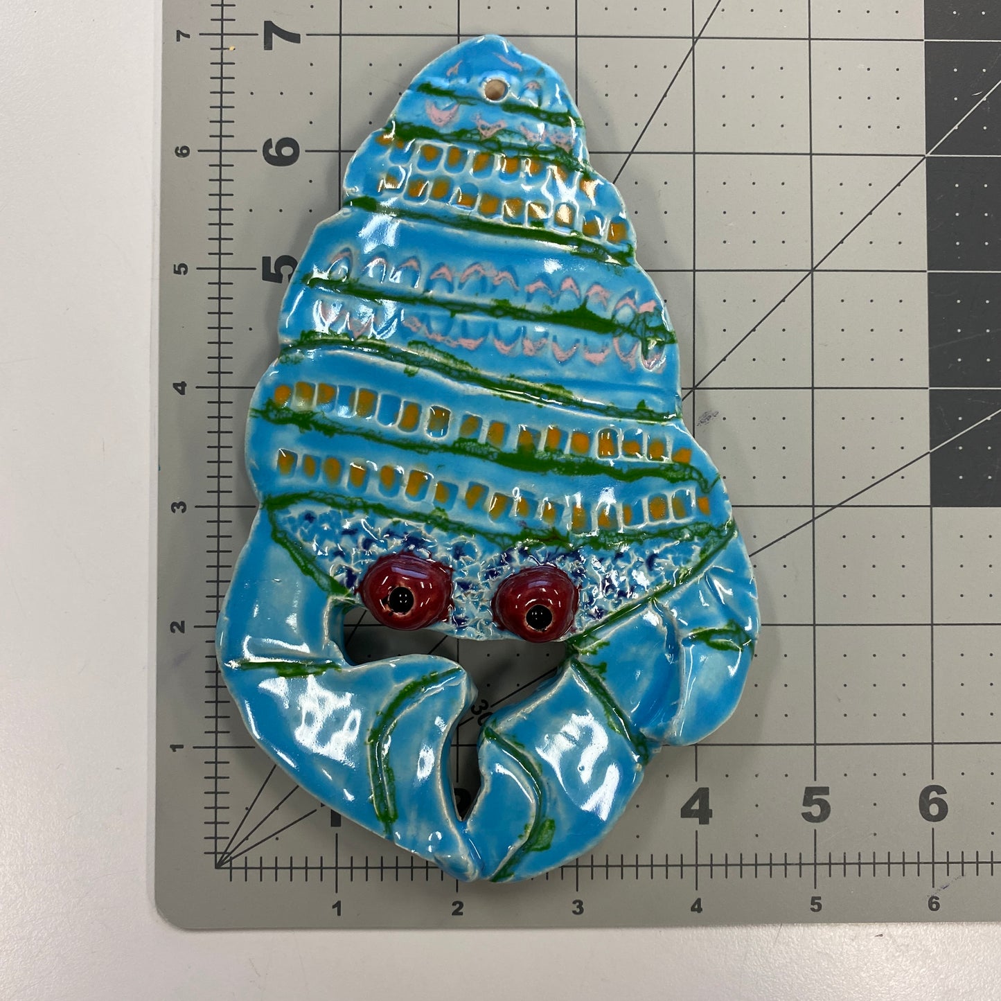 Ceramic Arts Handmade Clay Crafts Fresh Fish Glazed 7-inch x 4.5-inch Crab by Tami Mills