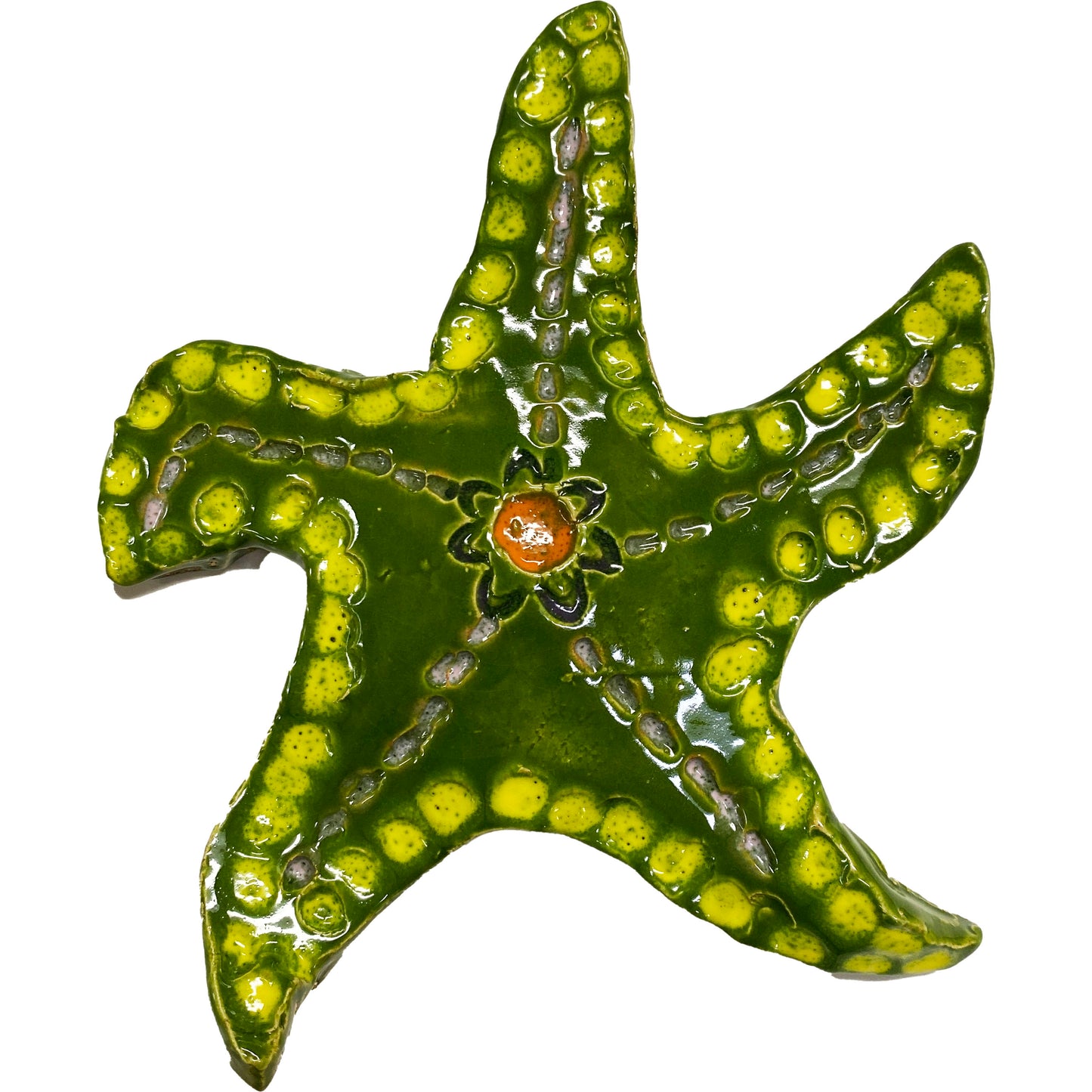 Ceramic Arts Handmade Clay Crafts Fresh Fish Glazed 7-inch x 6.5-inch Starfish by Tami Mills