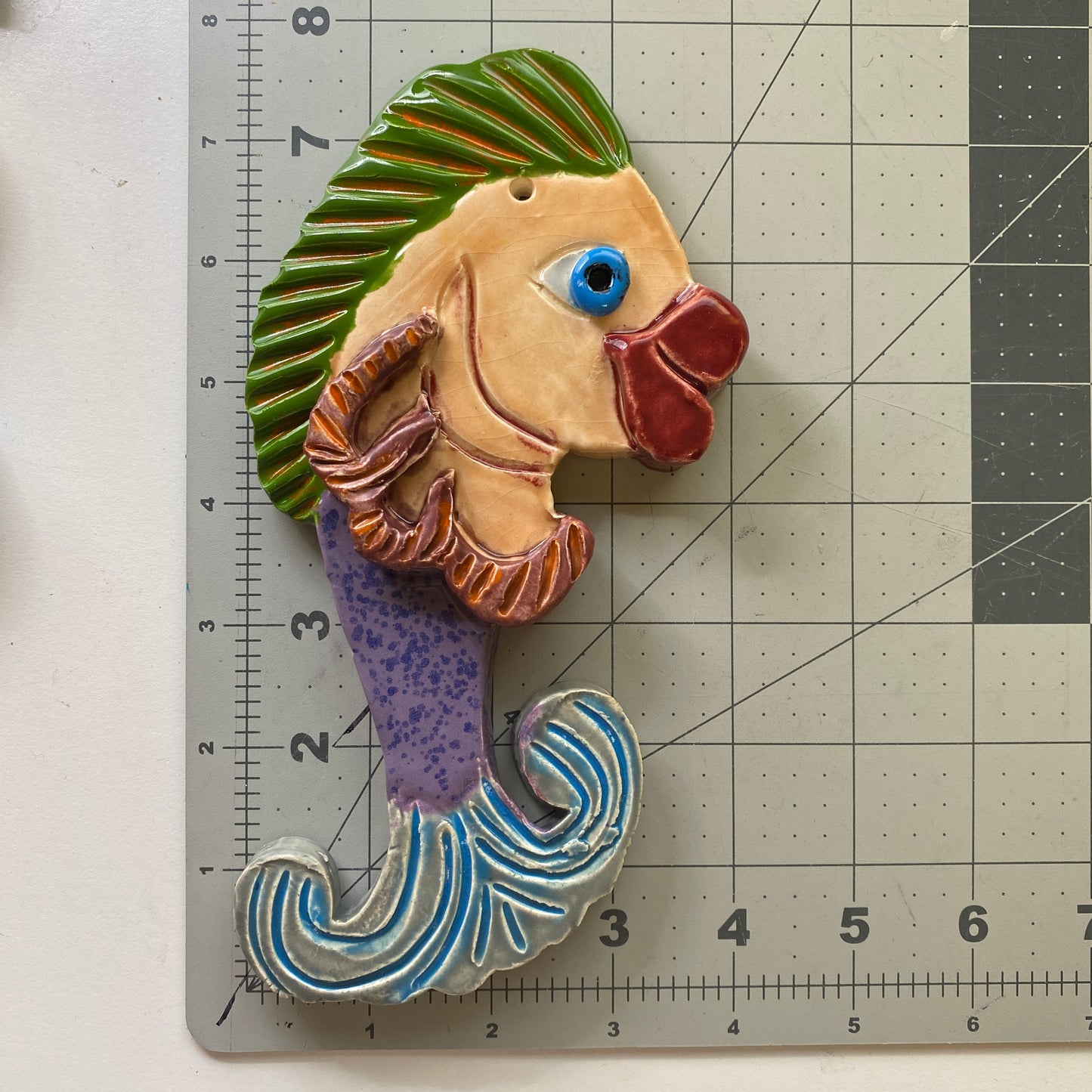 Ceramic Arts Handmade Clay Crafts Fresh Fish Glazed 7.5-inch by 4-inch made by Lisa Uptain