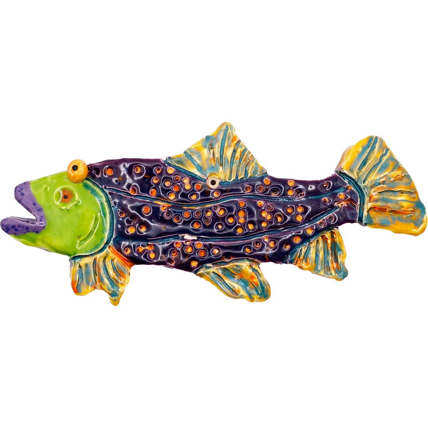 Ceramic Arts Handmade Clay Crafts Fresh Fish Glazed 8-inch by 3.5-inch made by Larry Mansfield