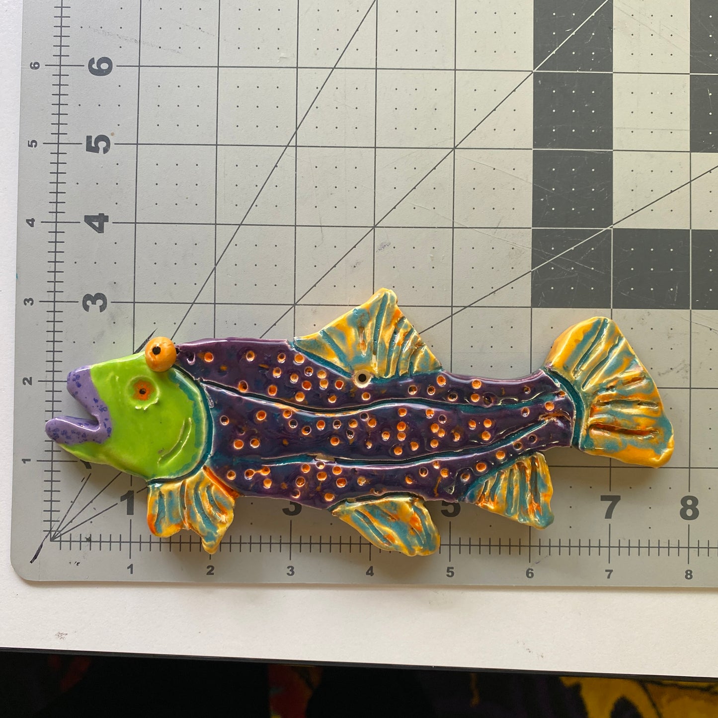 Ceramic Arts Handmade Clay Crafts Fresh Fish Glazed 8-inch by 3.5-inch made by Larry Mansfield