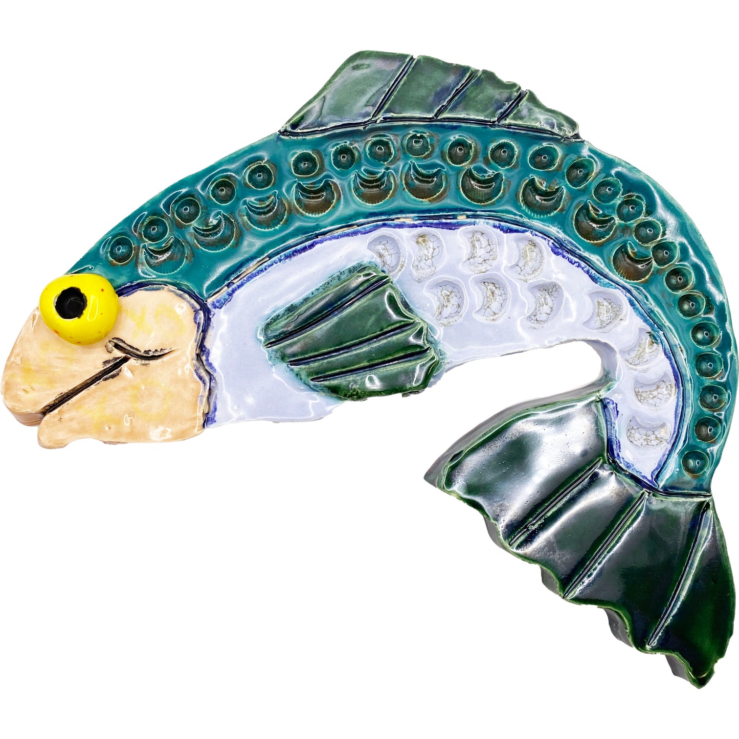 Ceramic Arts Handmade Clay Crafts Fresh Fish Glazed 8.5-inch by 5.5-inch made by Eric Stacy