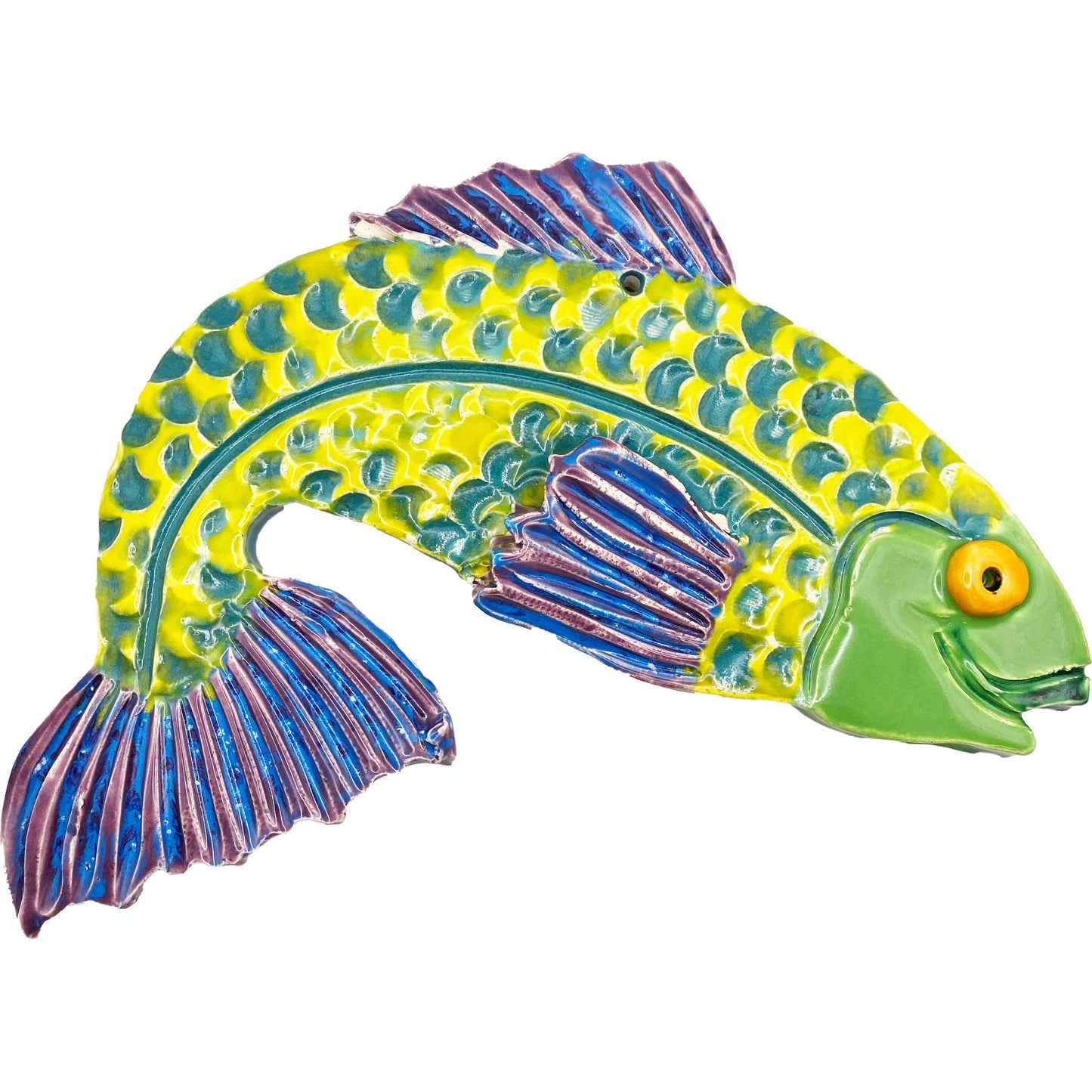 Ceramic Arts Handmade Clay Crafts Fresh Fish Glazed 8.5-inch by 5.5-inch made by Lisa Uptain
